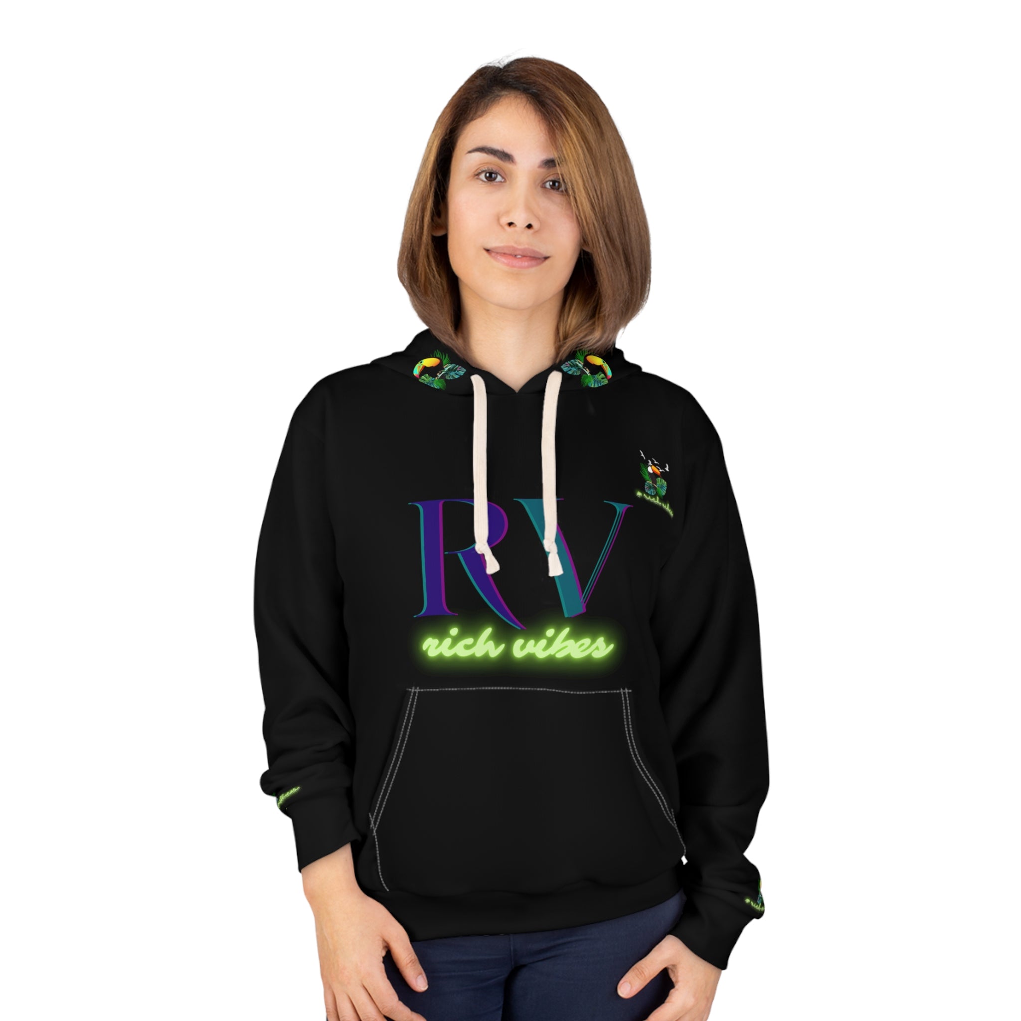 Rich Vibes Black Volt RR Tropical Jungle Tiger 1.0 - Unisex Pullover Hoodie (AOP)