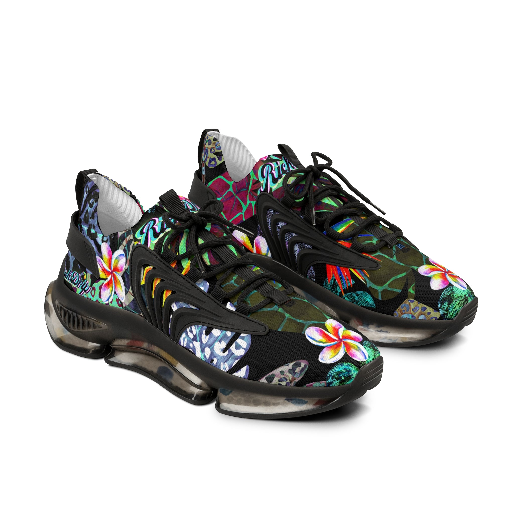 RV5 Pulse Tropical Coral Reef Neon Blue Glow Logo - Men's Mesh Sneakers White