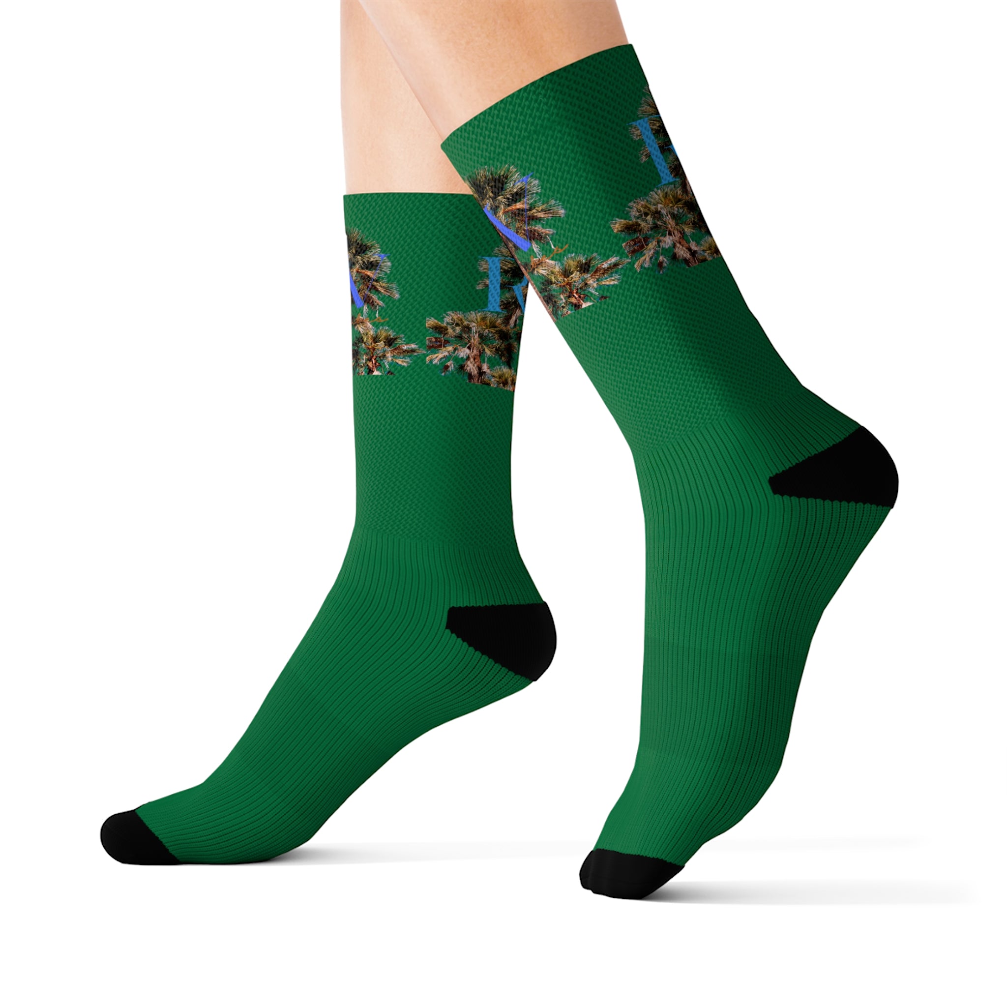 Rich Vibes RV Palm Tree Logo Dark Green - Sublimation Socks