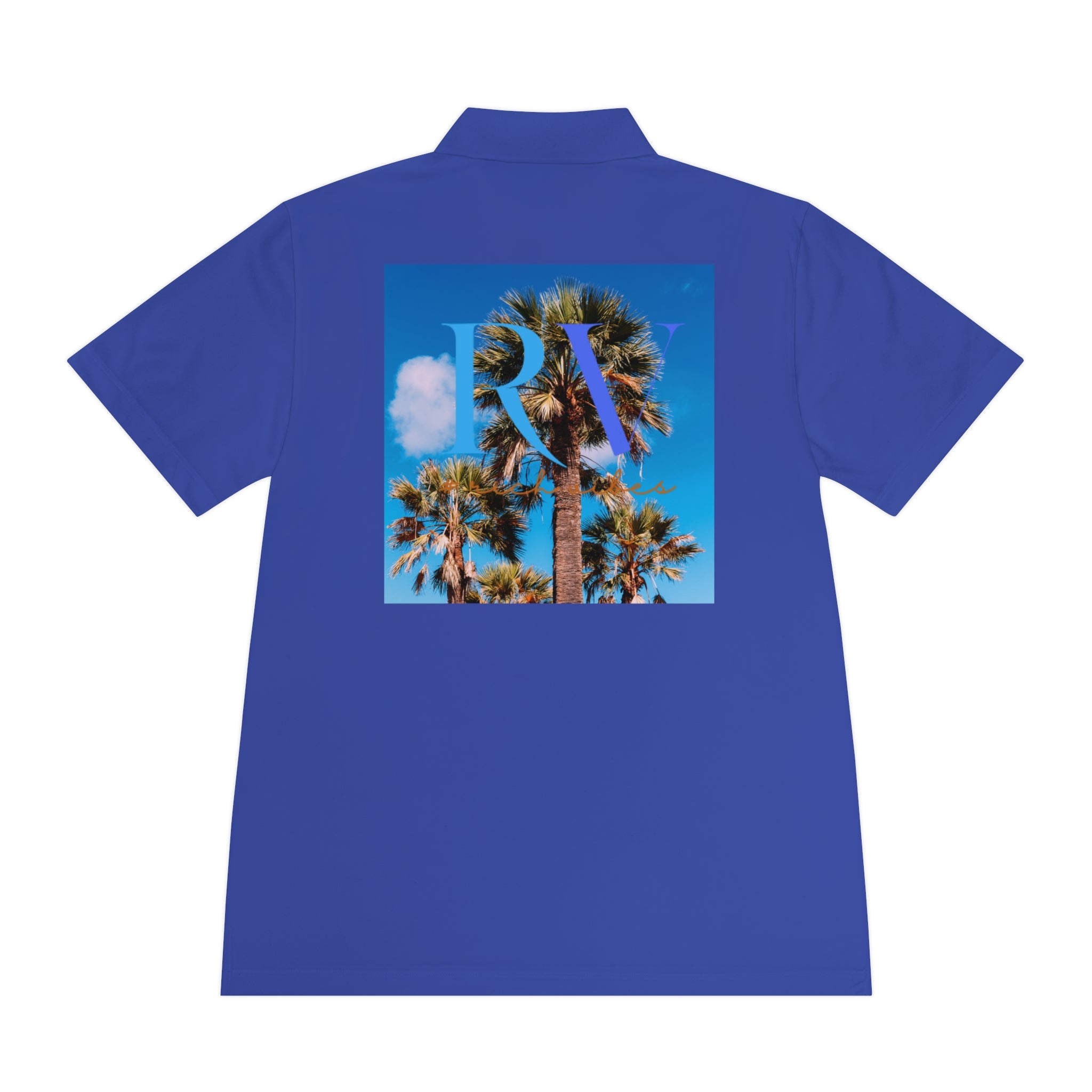 Rich Vibes Palm Trees RV Logo Blue Skies - Men's Sport Polo Shirt