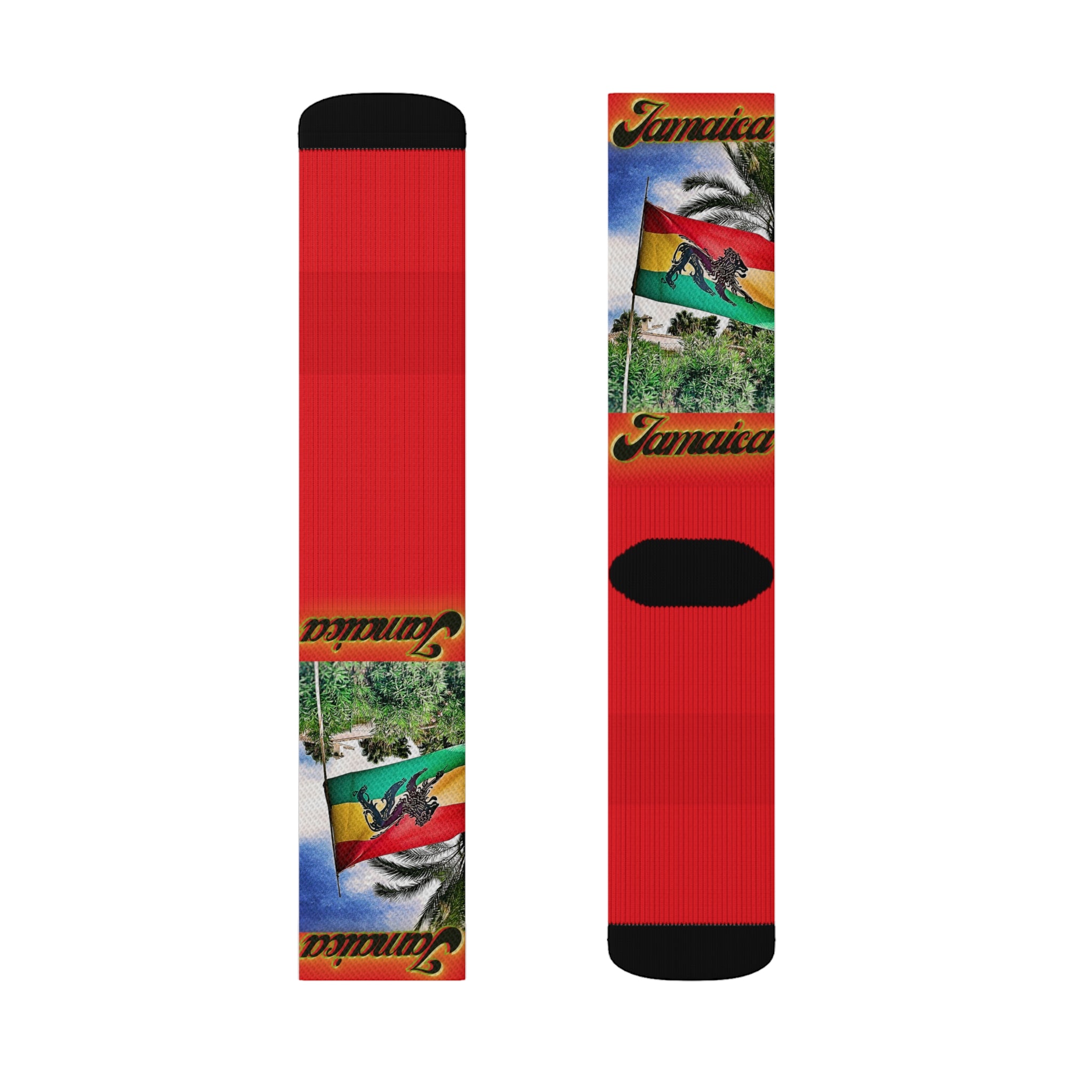 Lion Of Judah Jamaica Flag - Red Sublimation Socks