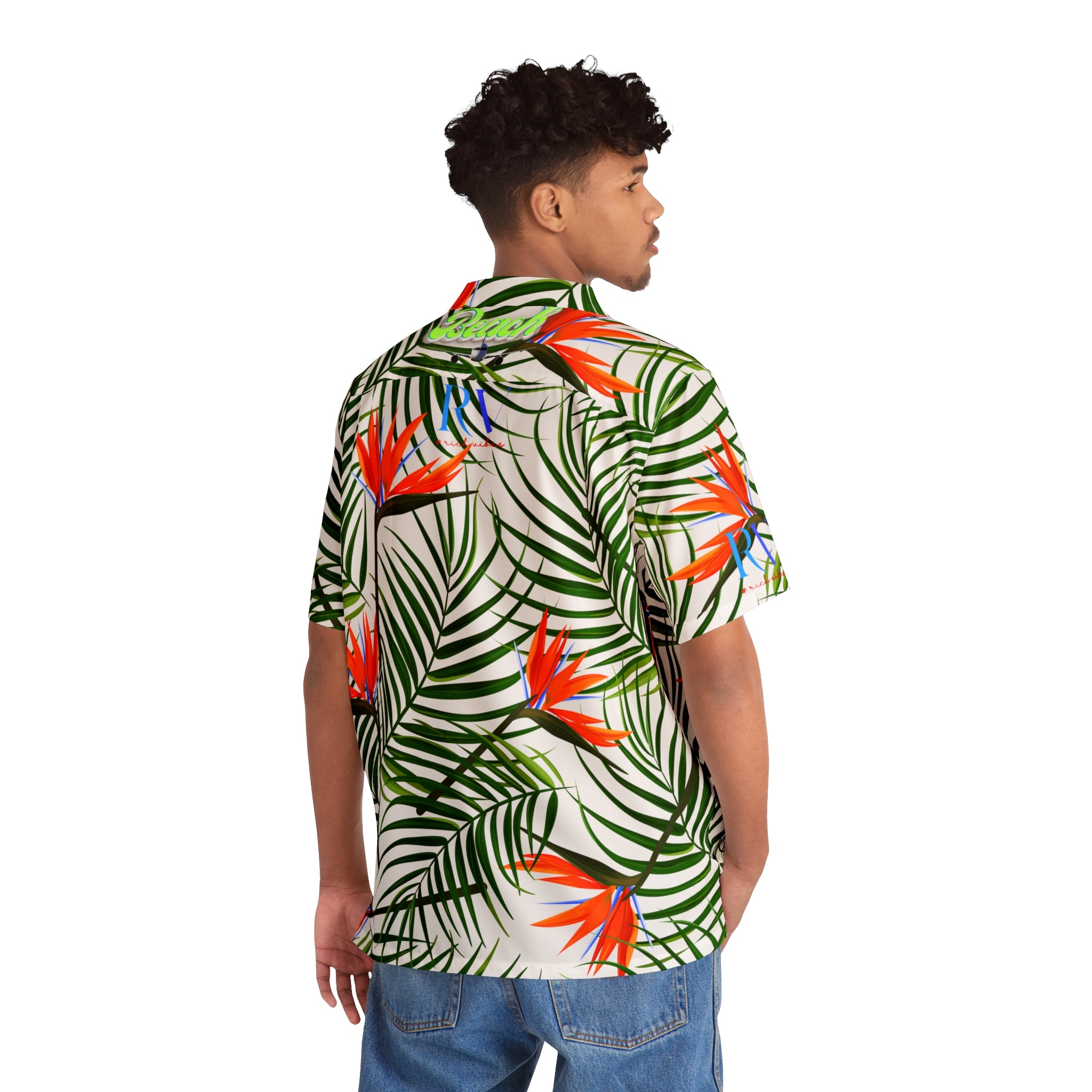 Rich Vibes Tropical RV Golfer's Love - Men's Hawaiian Shirt (AOP)White