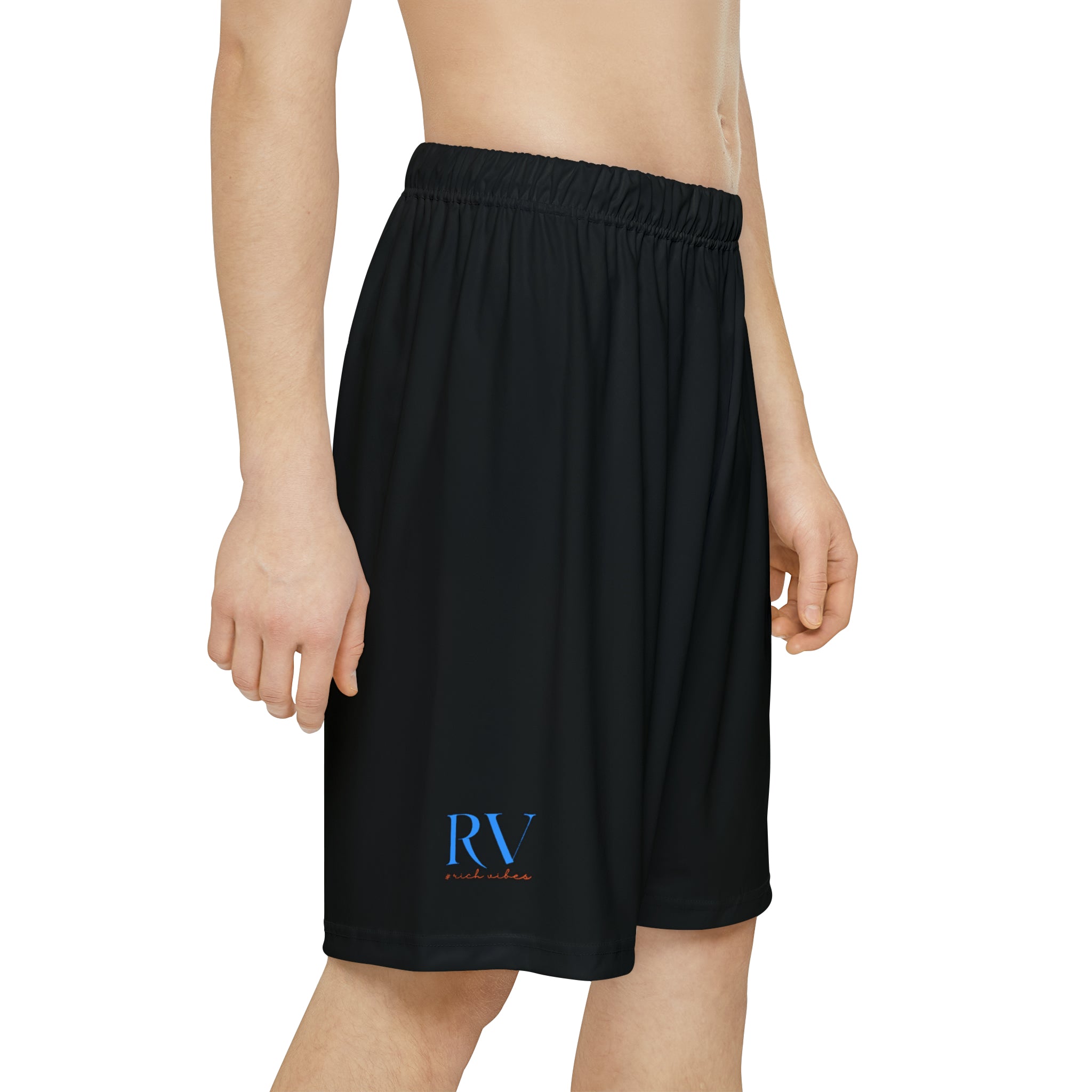 Rich Vibes RV Palm Tree Silhouette Men’s Sports Shorts (AOP) Black
