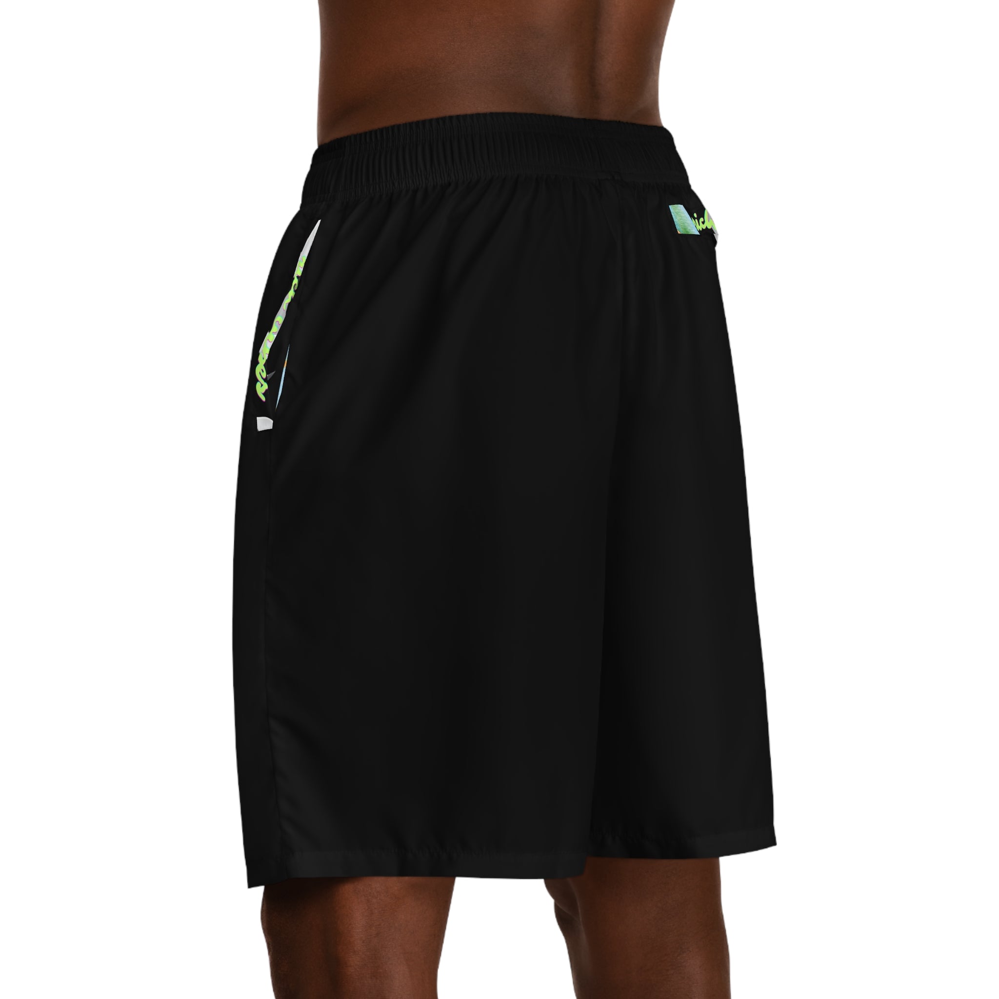 Rich Vibes Volt Seagull Blue Stripe Surf Board - Men's Jogger Shorts (AOP)Black