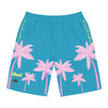 Rich Vibes Turquoise Tropical Pink Palm Tree Beach Chill Vibes 1.2 - Men's Board Shorts (AOP)