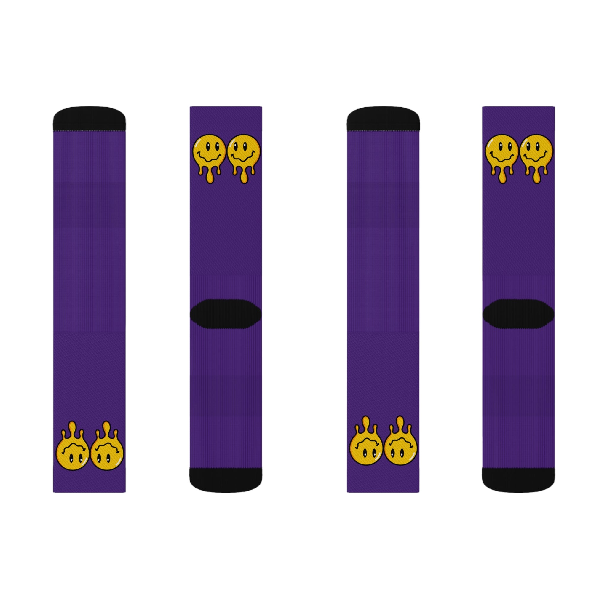 Rich Drip Drippy Smiley Faces - Sublimation Socks Purple