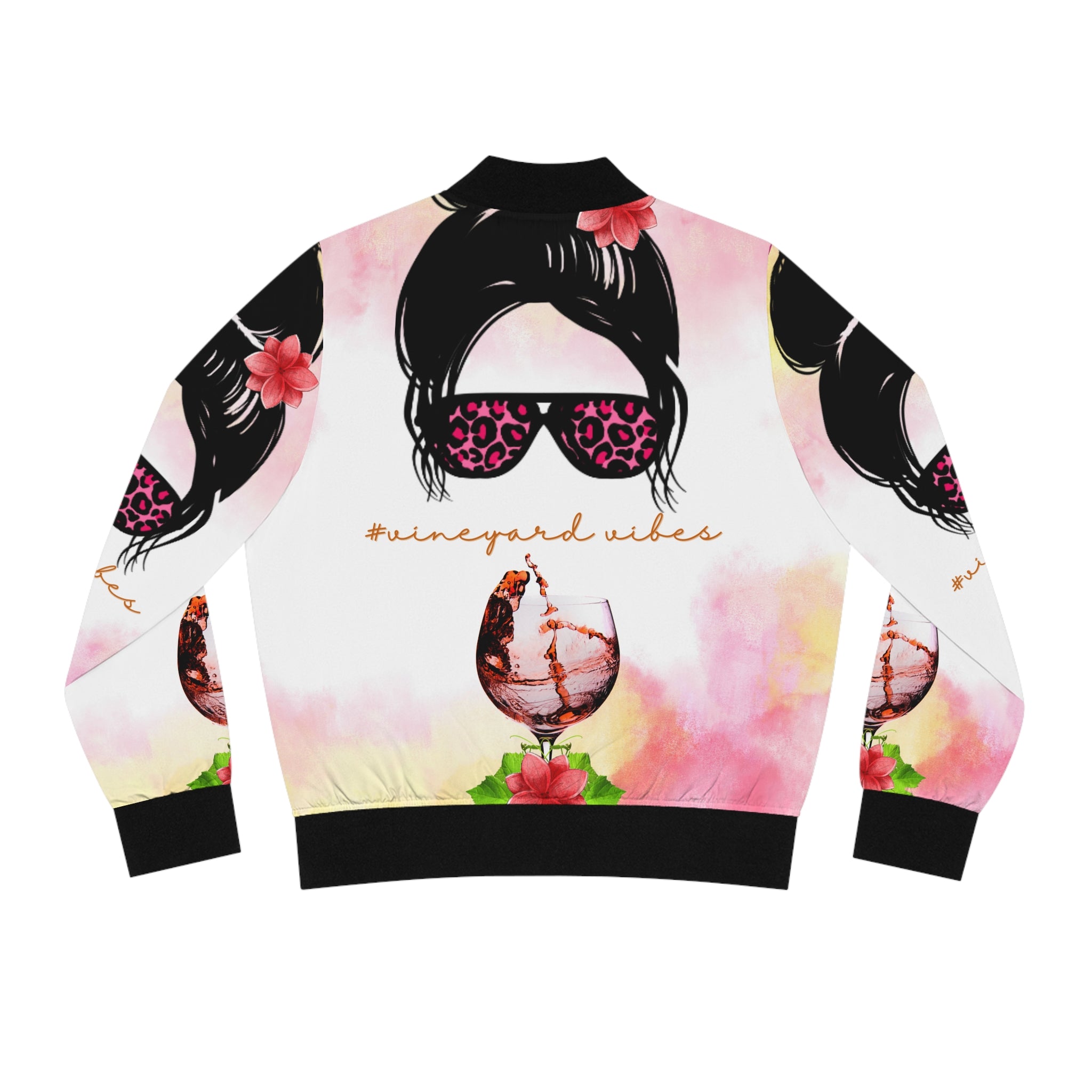 Vineyard Vibes Fine Wine 1.4 - Women's White Bomber Jacket (AOP)