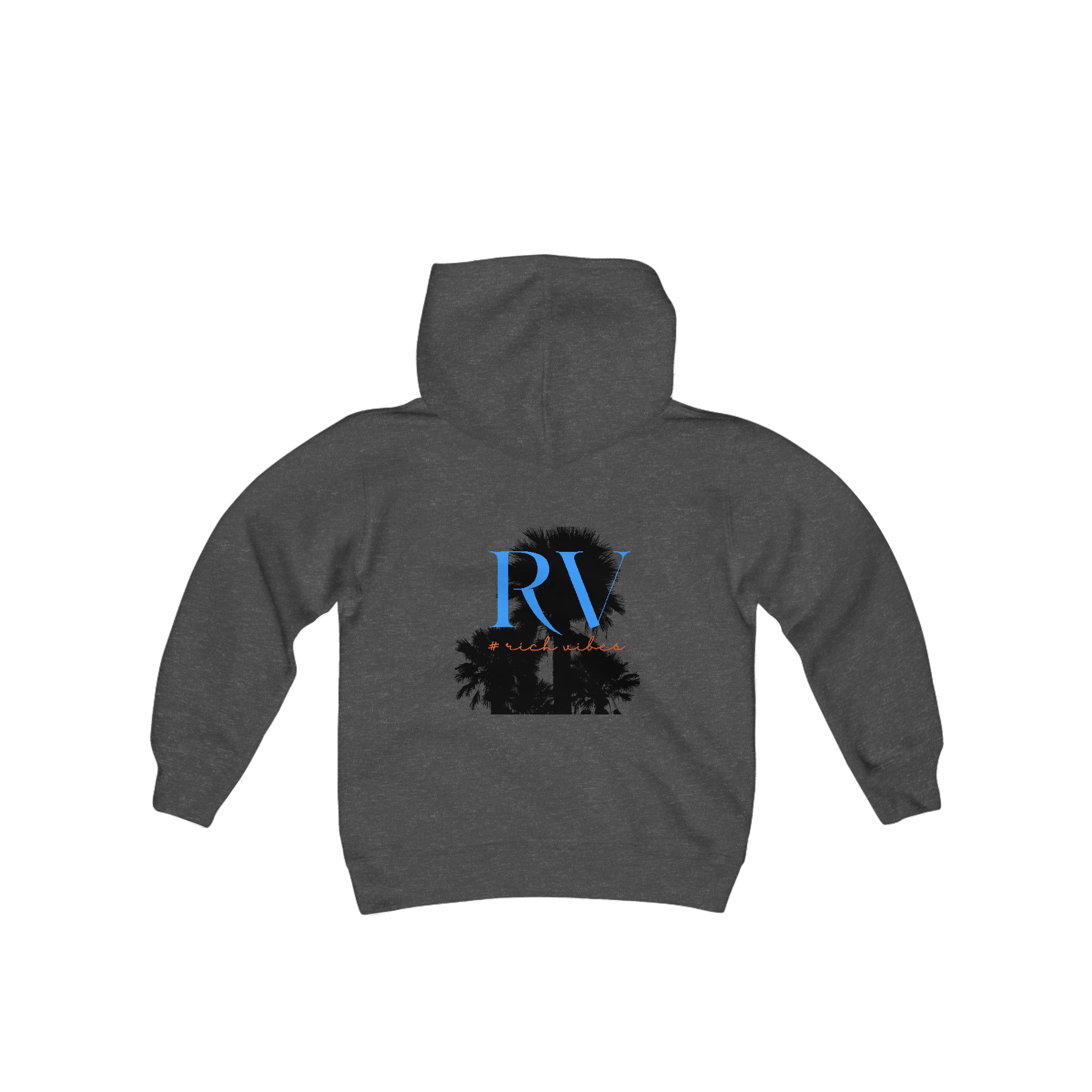 Rich Vibes RV Palm Tree - Youth Heavy Blend Hooded Sweatshirt