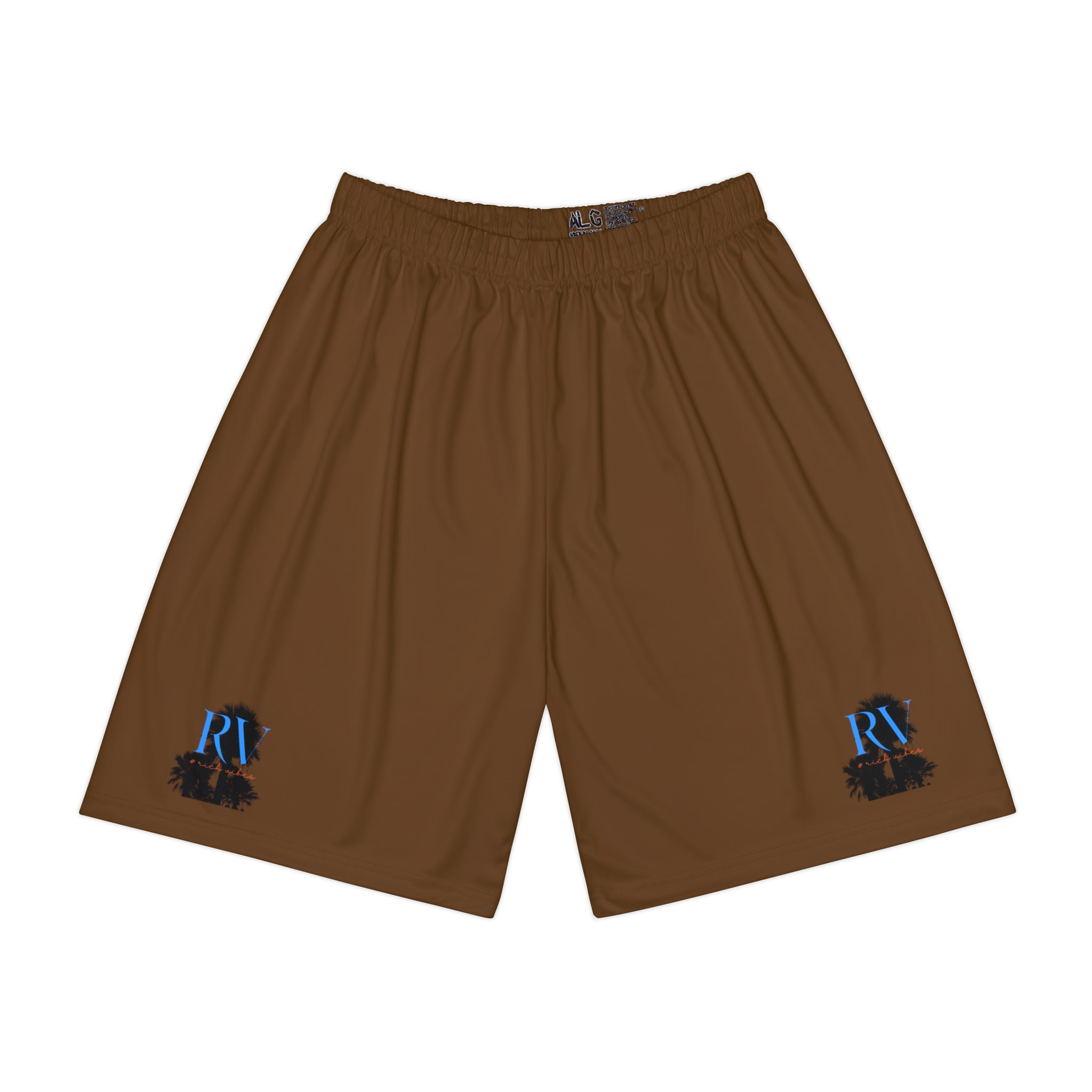 Rich Vibes RV Palm Tree Silhouette Men’s Sports Shorts (AOP) Brown