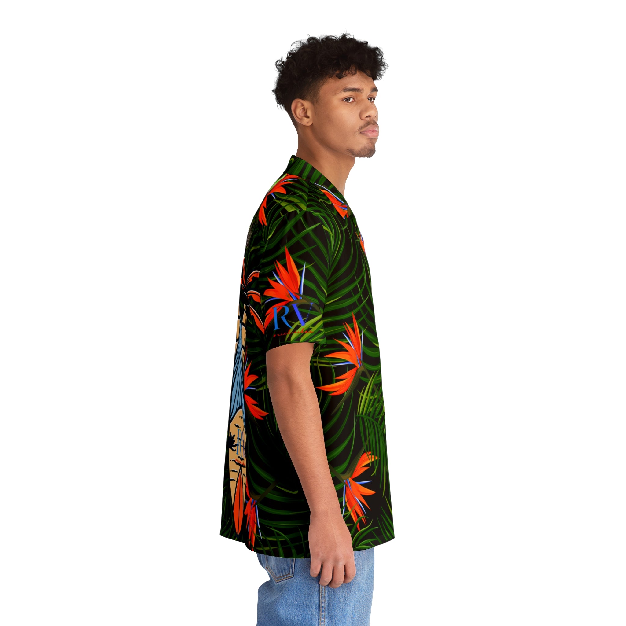 Rich Vibes Tropical RV Golfer's Love Chill Vibes - Men's Hawaiian Shirt (AOP)Black