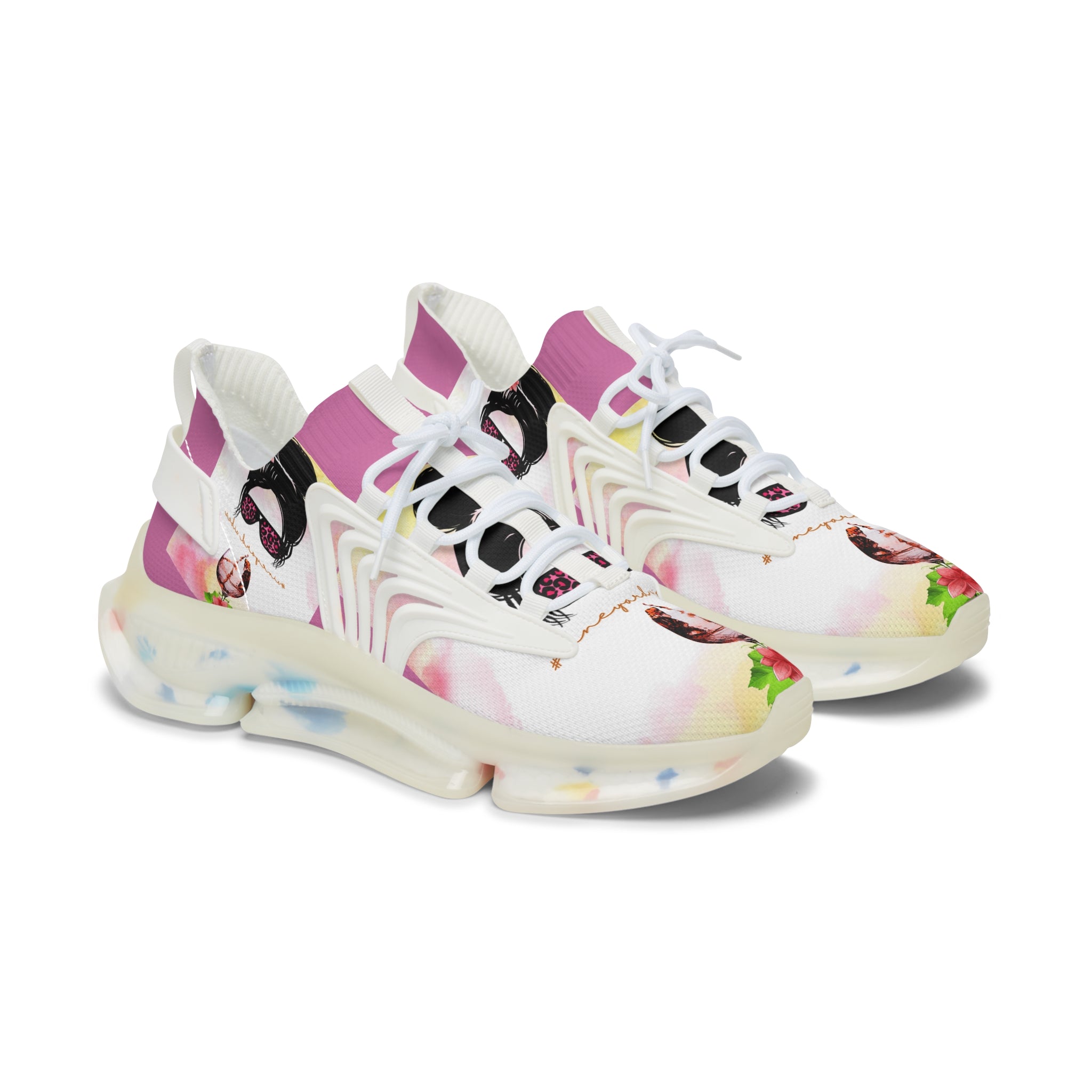 Vineyard Vibes Pink Water Color - Women's Mesh Sneakers