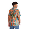 Rich Vibes Colorful Palm Tree Golfer Turquoise Peach Palm Tree - Men's Hawaiian Shirt (AOP)