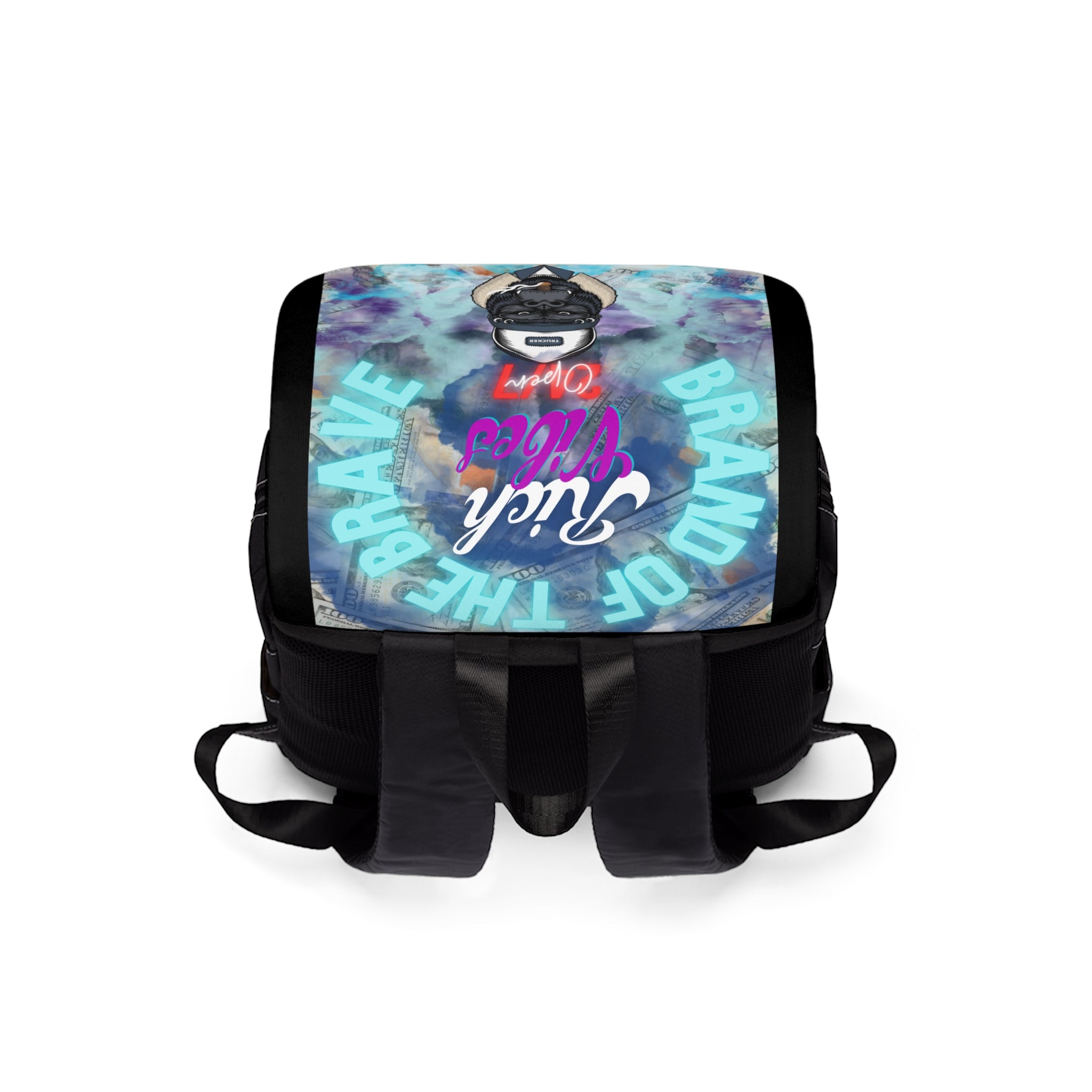 Rich Vibes Brand Of The Brave Apes Blue Faces Open 24/7 - Unisex Casual Shoulder Backpack