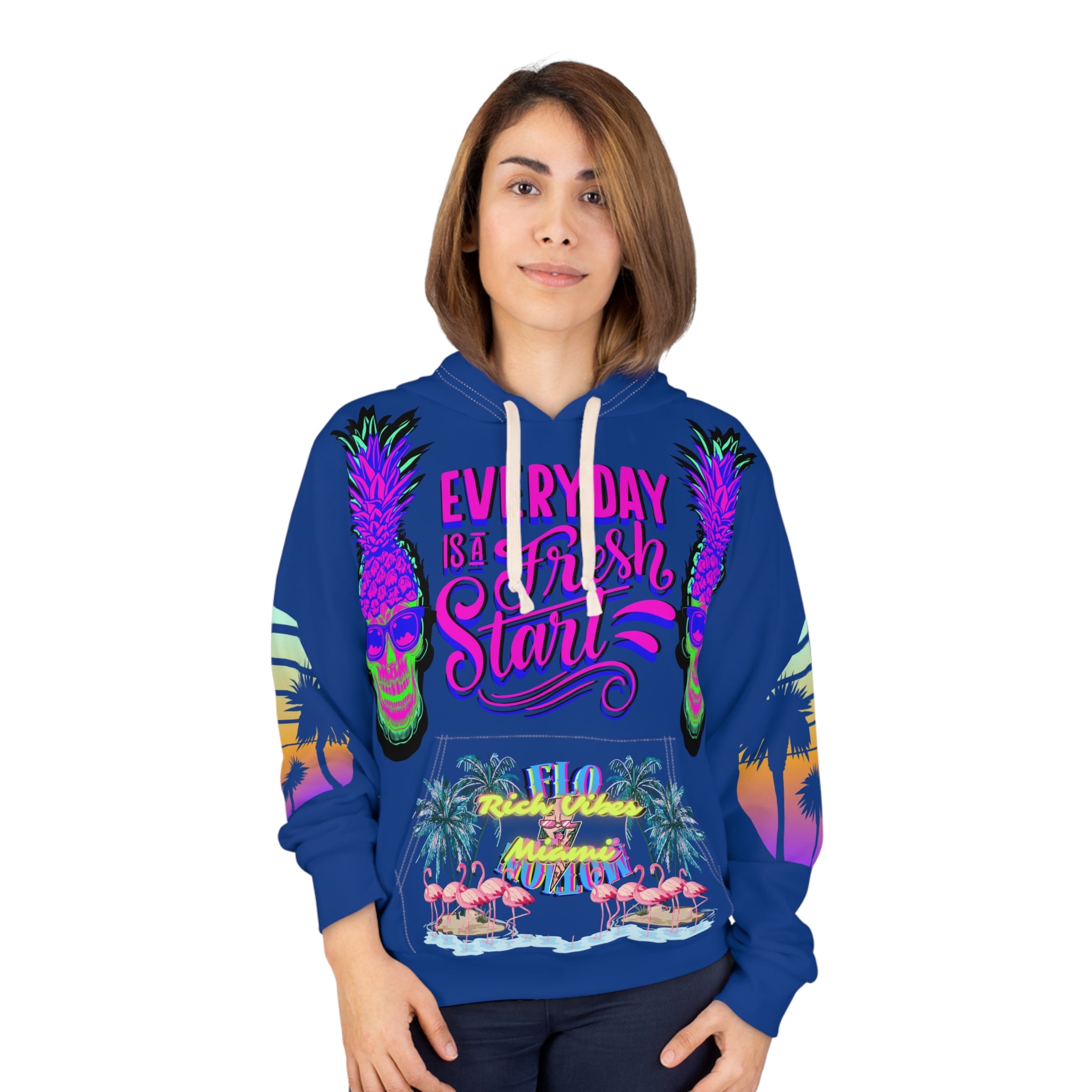 Rich Vibes Purple MIA Flow Motion - Unisex Pullover Hoodie (AOP) Blue