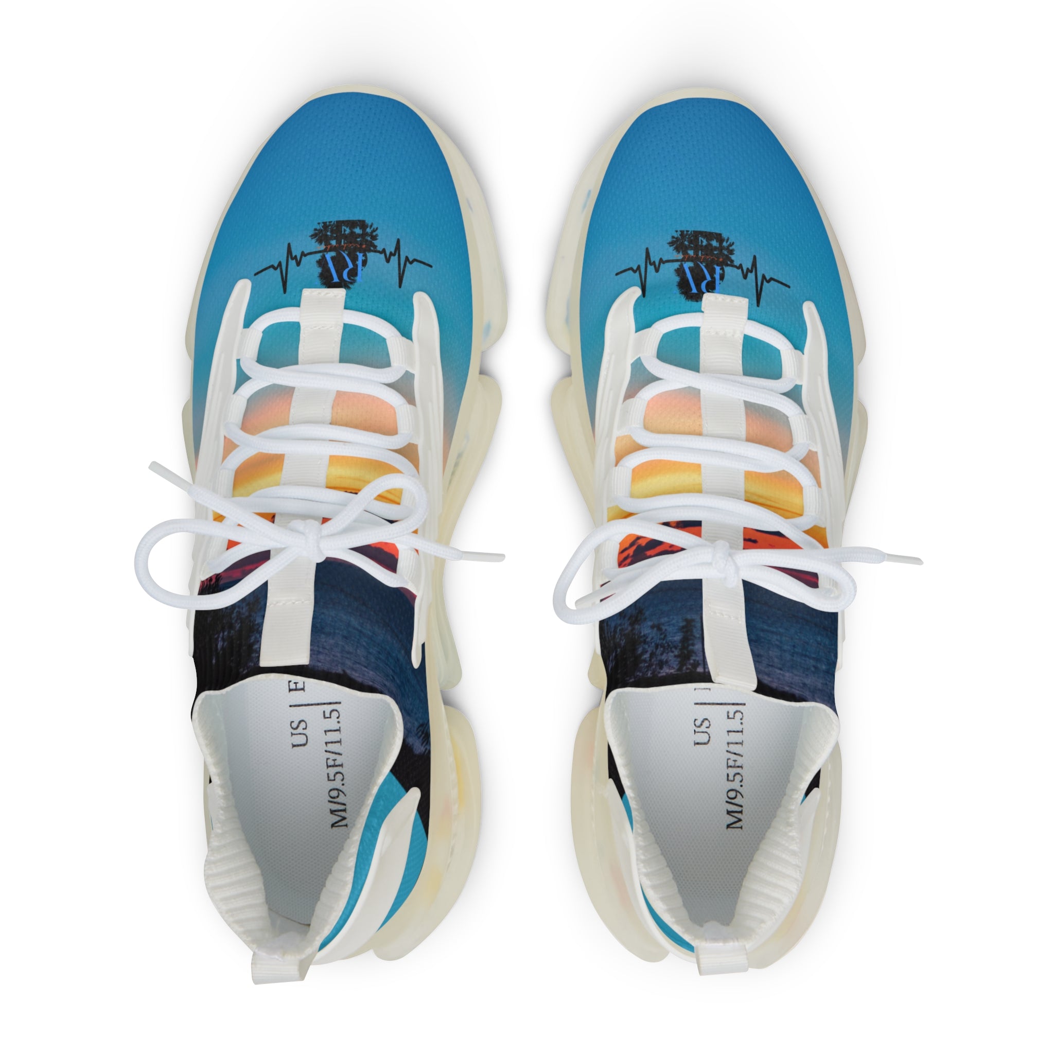 RV5 Black Turquoise Summer Sunset Beach - Men's Mesh Sneakers