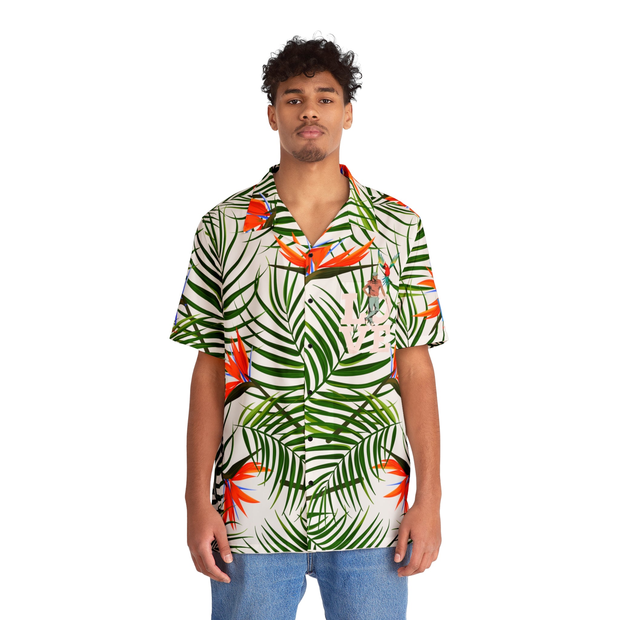 Rich Vibes Tropical RV Golfer's Love - Men's Hawaiian Shirt (AOP)White