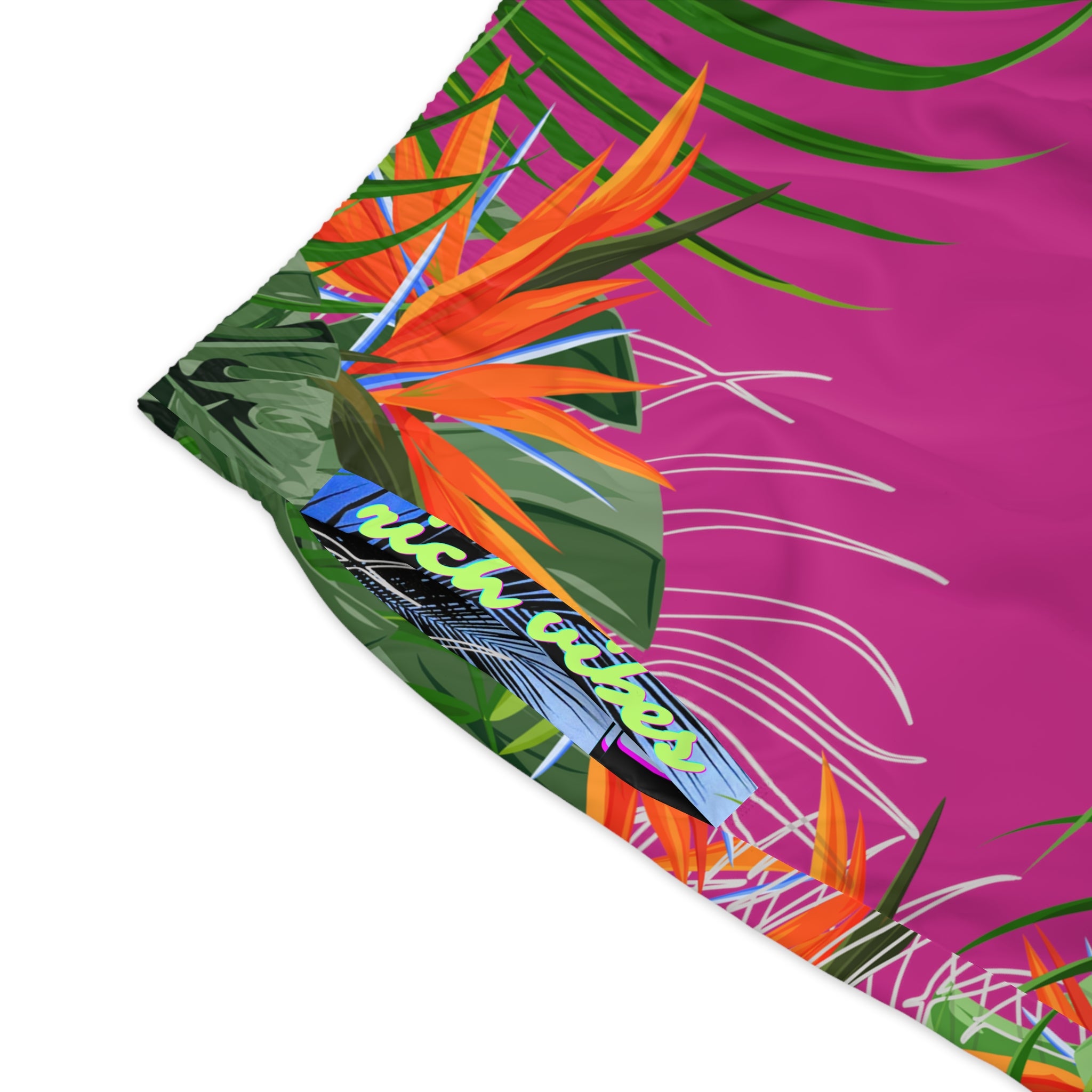 Rich Vibes Volt Pink Tropical Jungle Print - Men's Jogger Shorts (AOP)Black