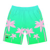 Rich Vibes Volt Green Tropical Pink Palm Tree Beach Chill Vibes 1.0 - Men's Board Shorts (AOP)