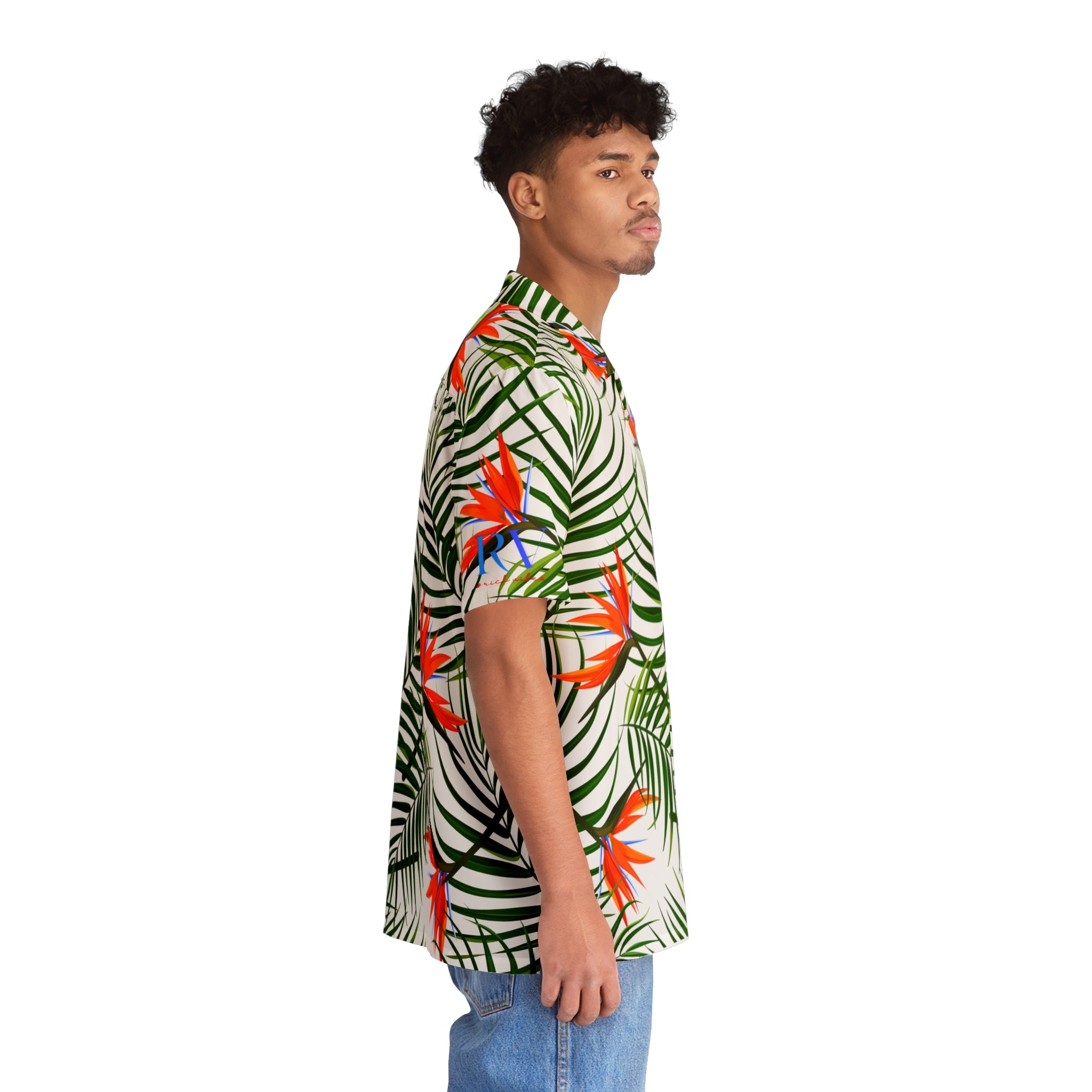 Rich Vibes Tropical RV Golfer's Love - Men's Hawaiian Shirt (AOP)White