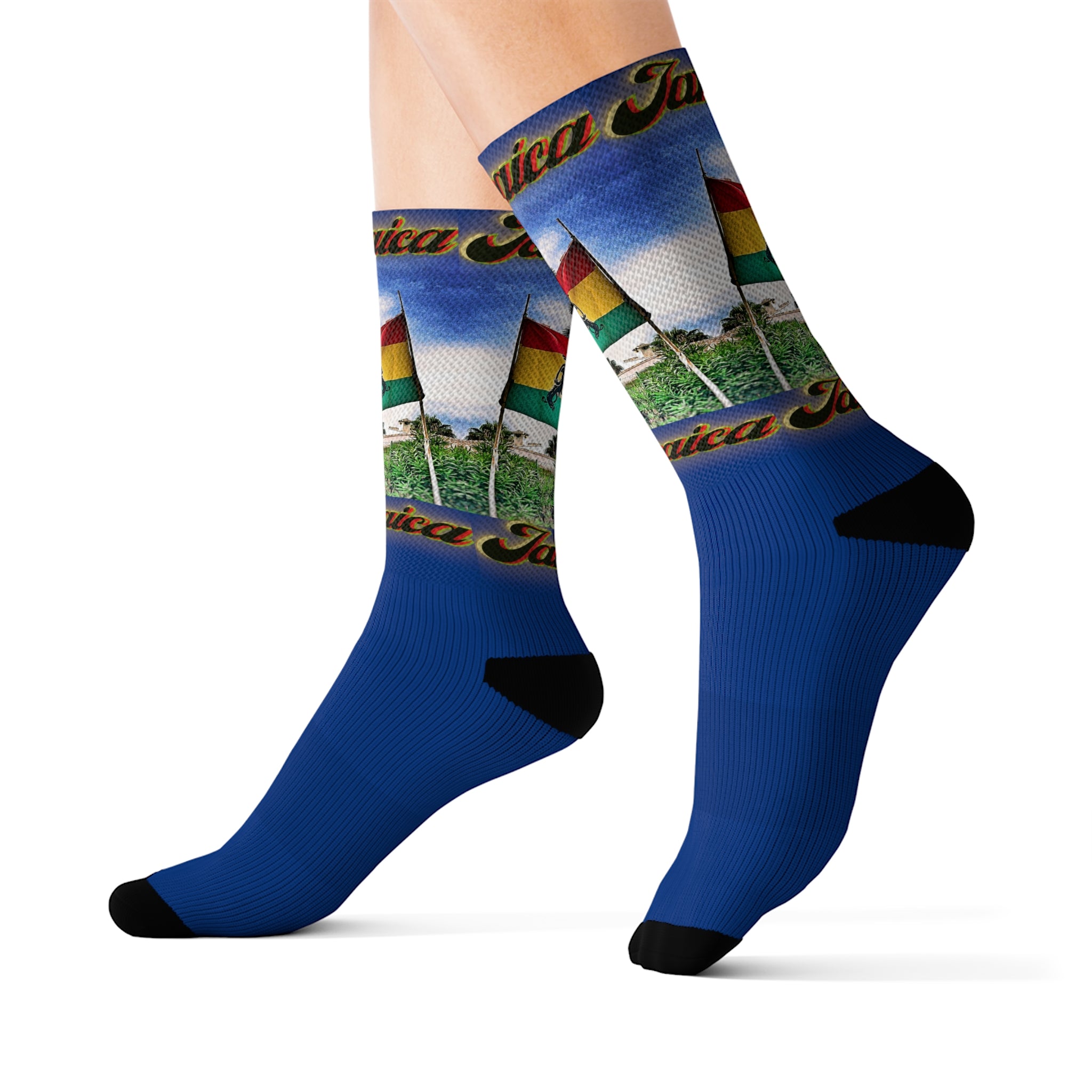 Lion Of Judah Jamaica Flag Dark Blue - Sublimation Socks