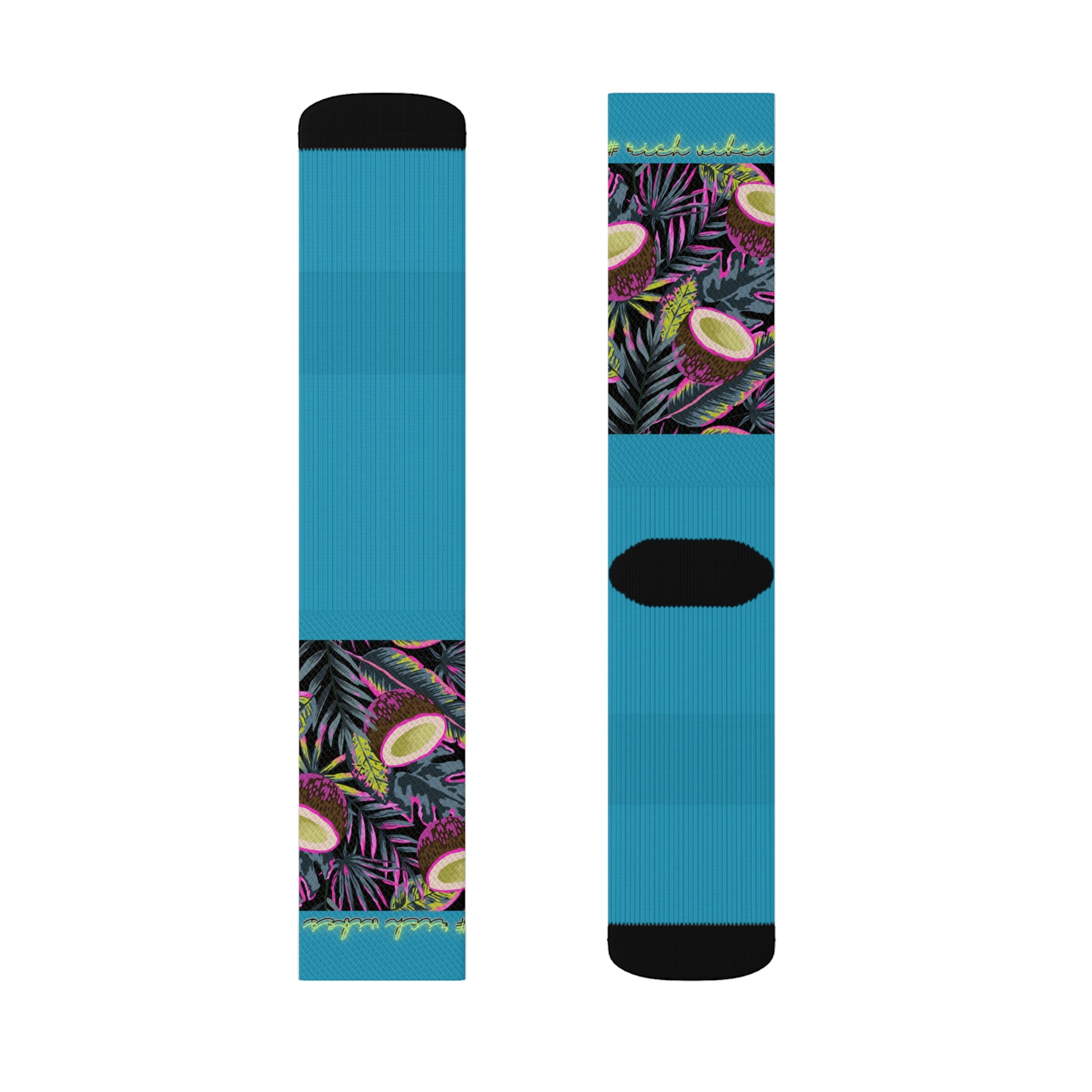 Rich Vibes Volt Tropical Coconut Turquoise - Sublimation Socks