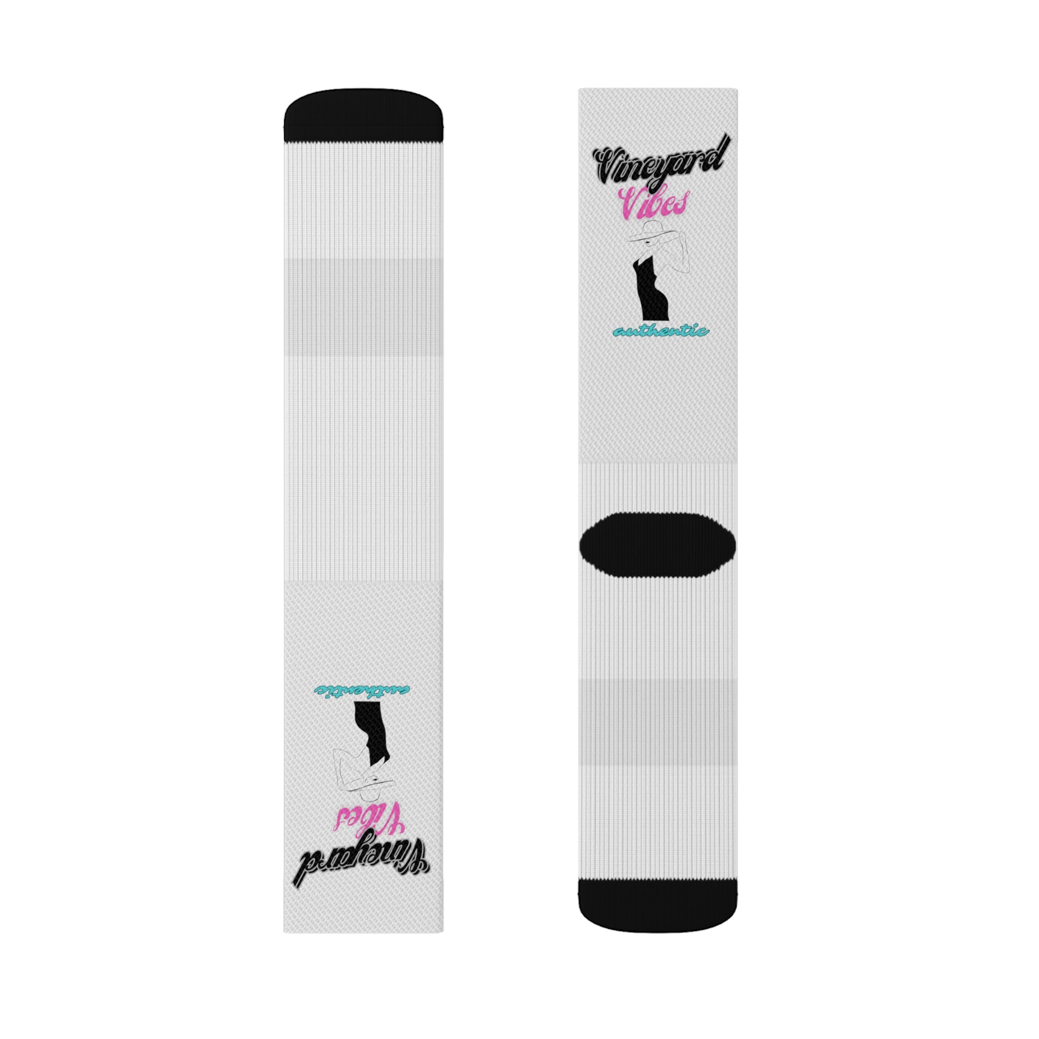 Vineyard Vibes Pink Silhouette White - Sublimation Socks