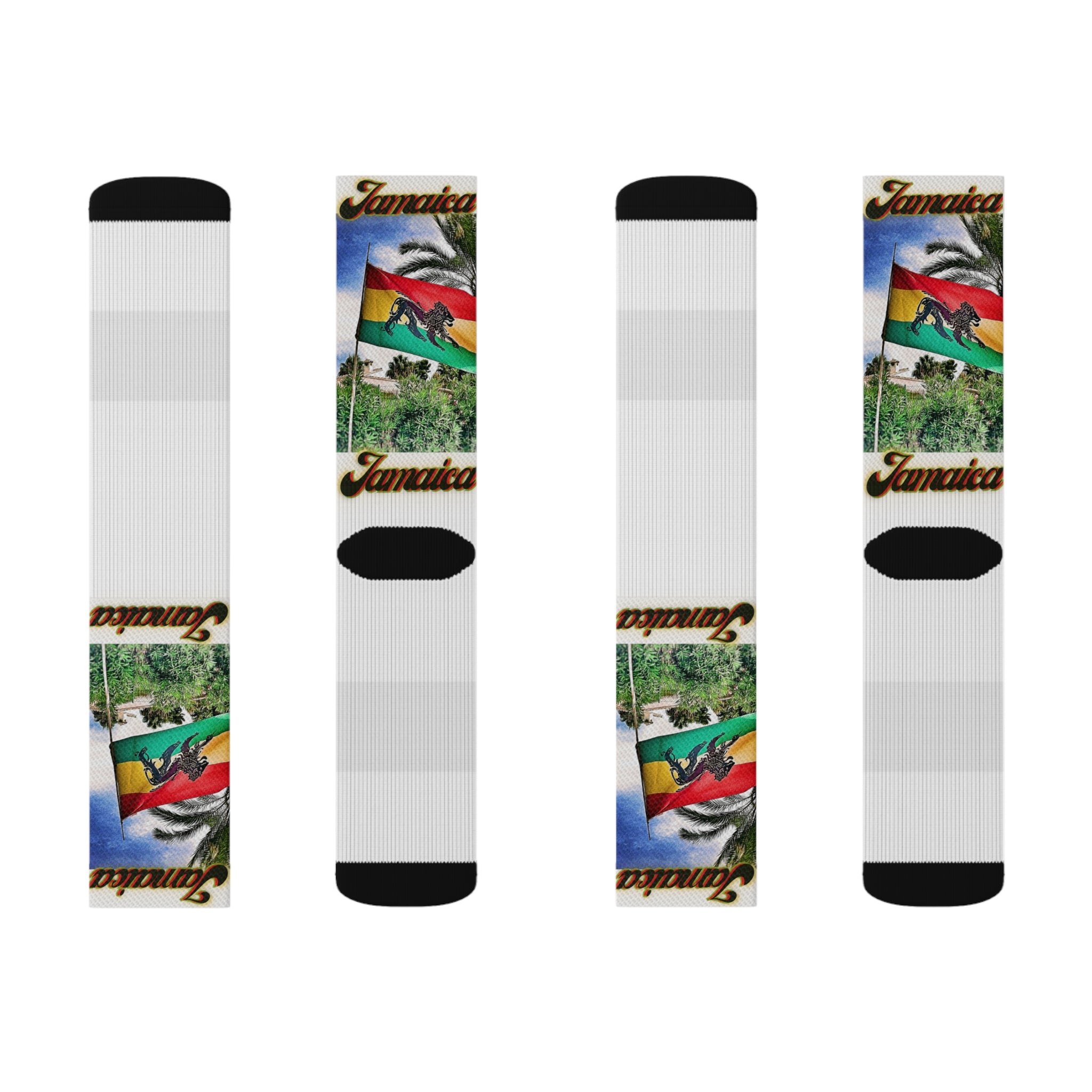 Lion Of Judah Jamaica Flag - White Sublimation Socks