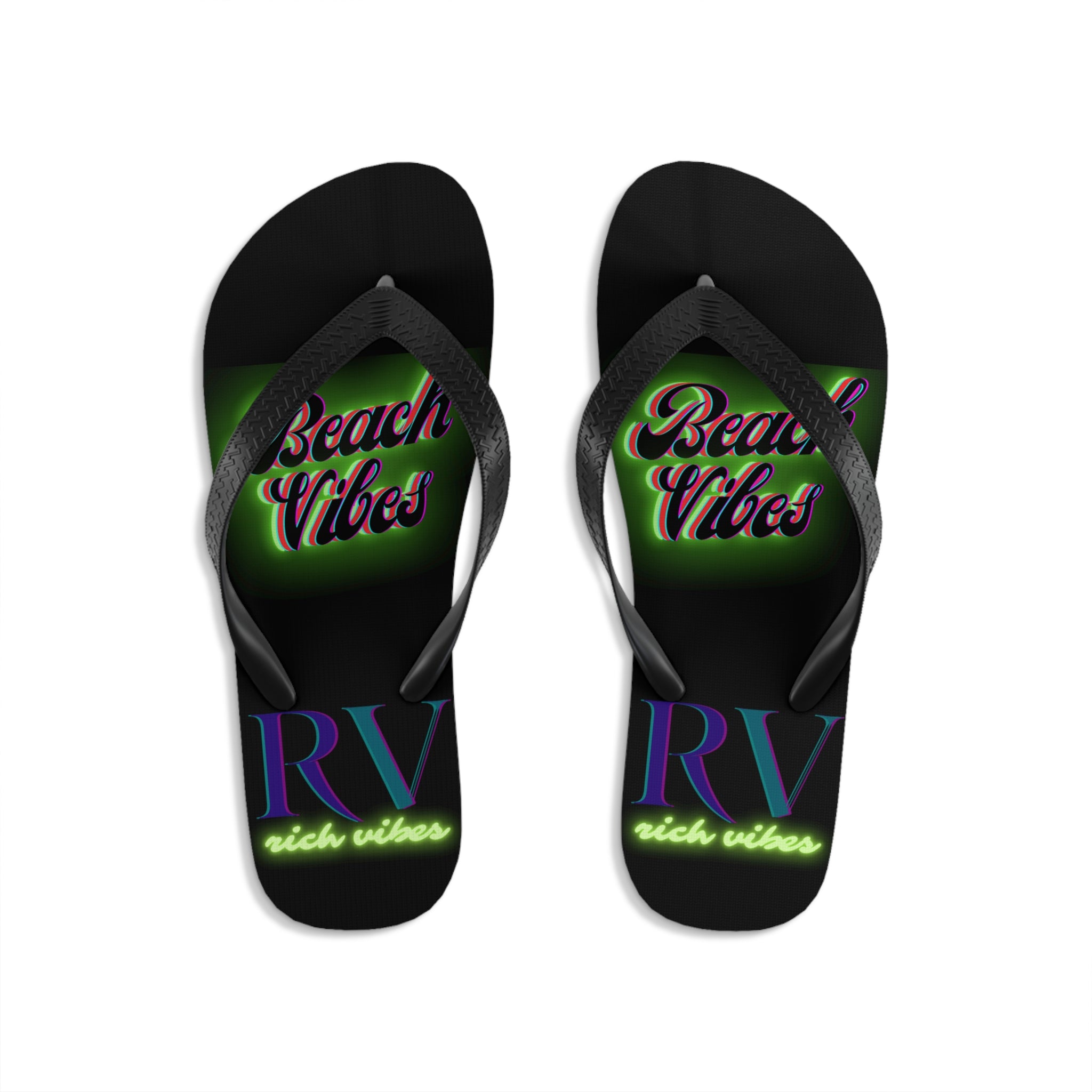 Rich Vibes RV Neon Beach Vibes - Unisex Flip-Flops - S