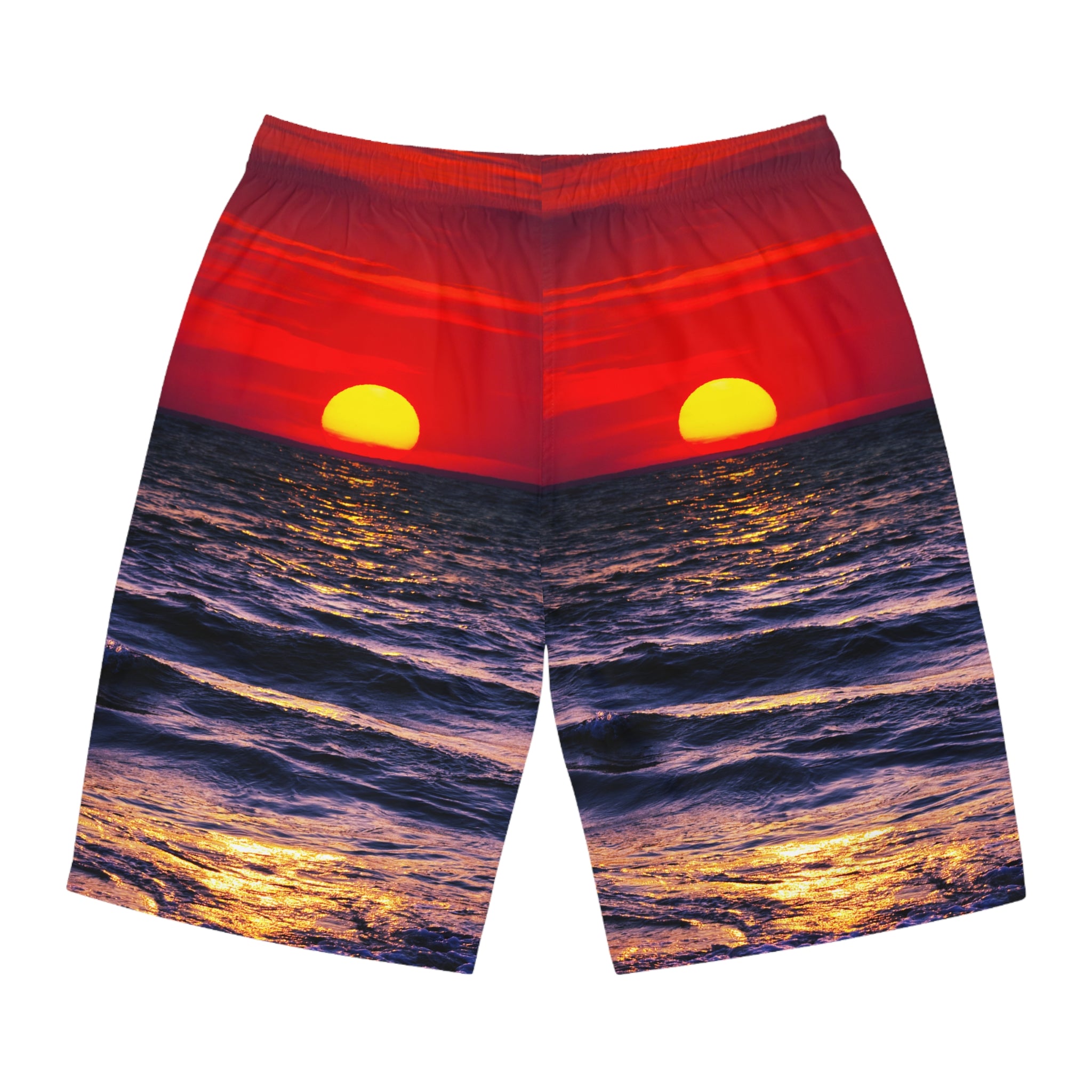 Rich Vibes RR Volt Red Opal Sunset Tiger Shield 2.0 - Men's Board Shorts (AOP)