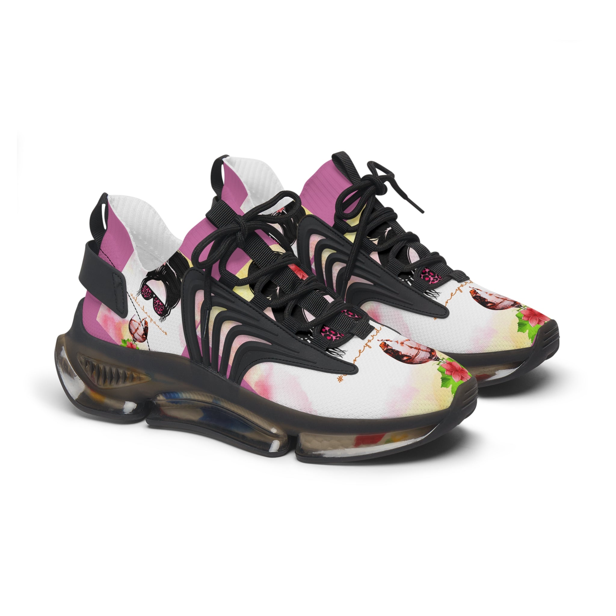 Vineyard Vibes Pink Water Color - Women's Mesh Sneakers