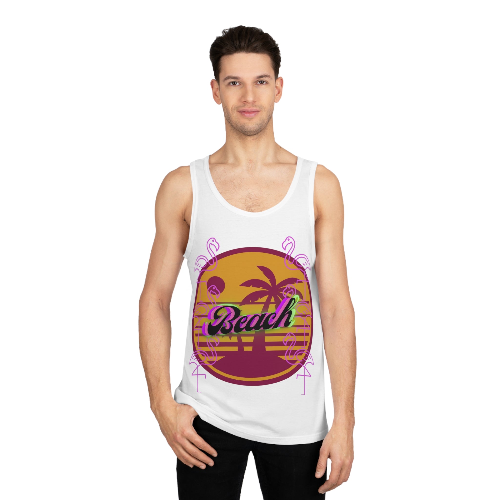 Beach Flamingo Sunset Softstyle™ Tank Top