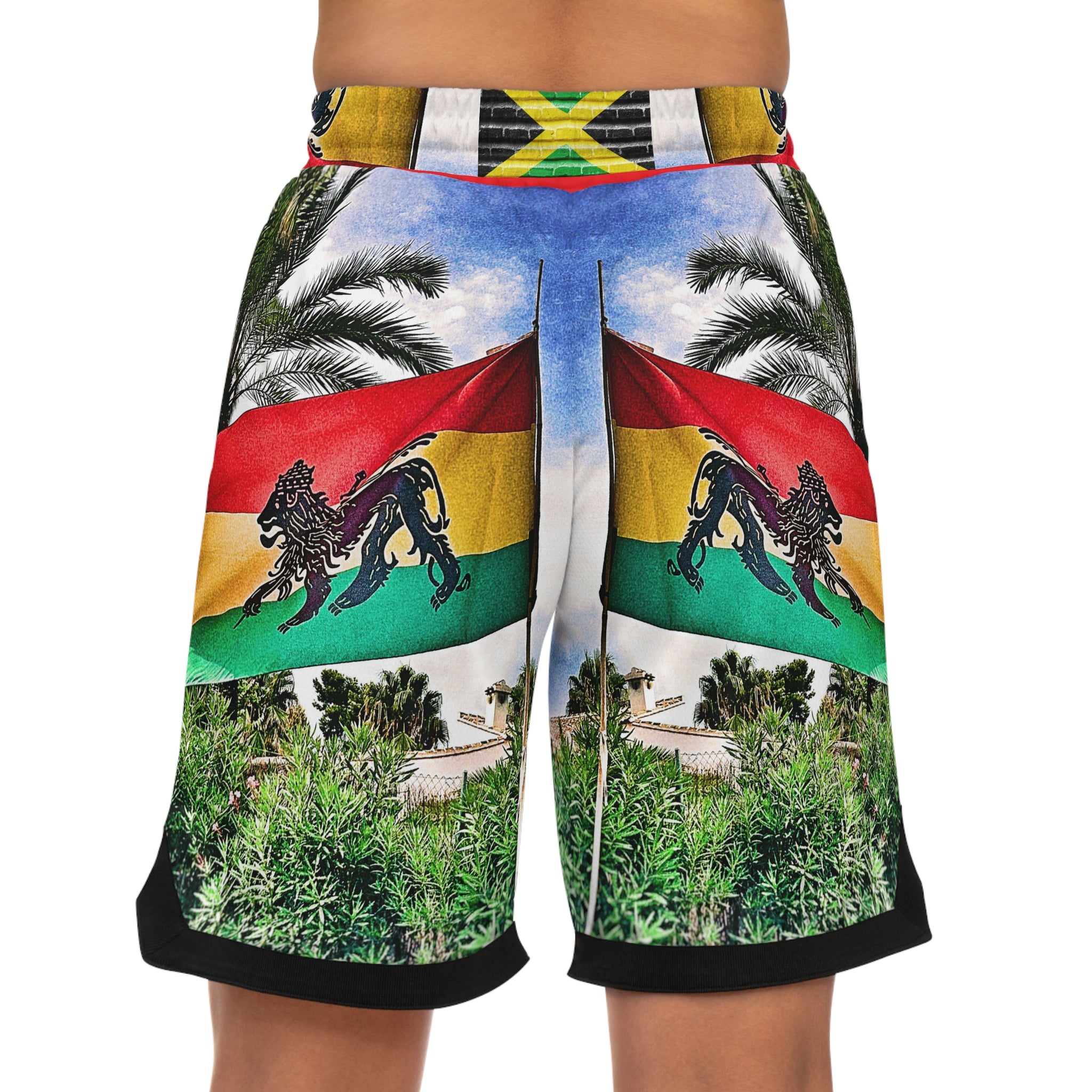 Lion of Judah Jamaica Flag RV Pulse - Basketball Rib Shorts (AOP)