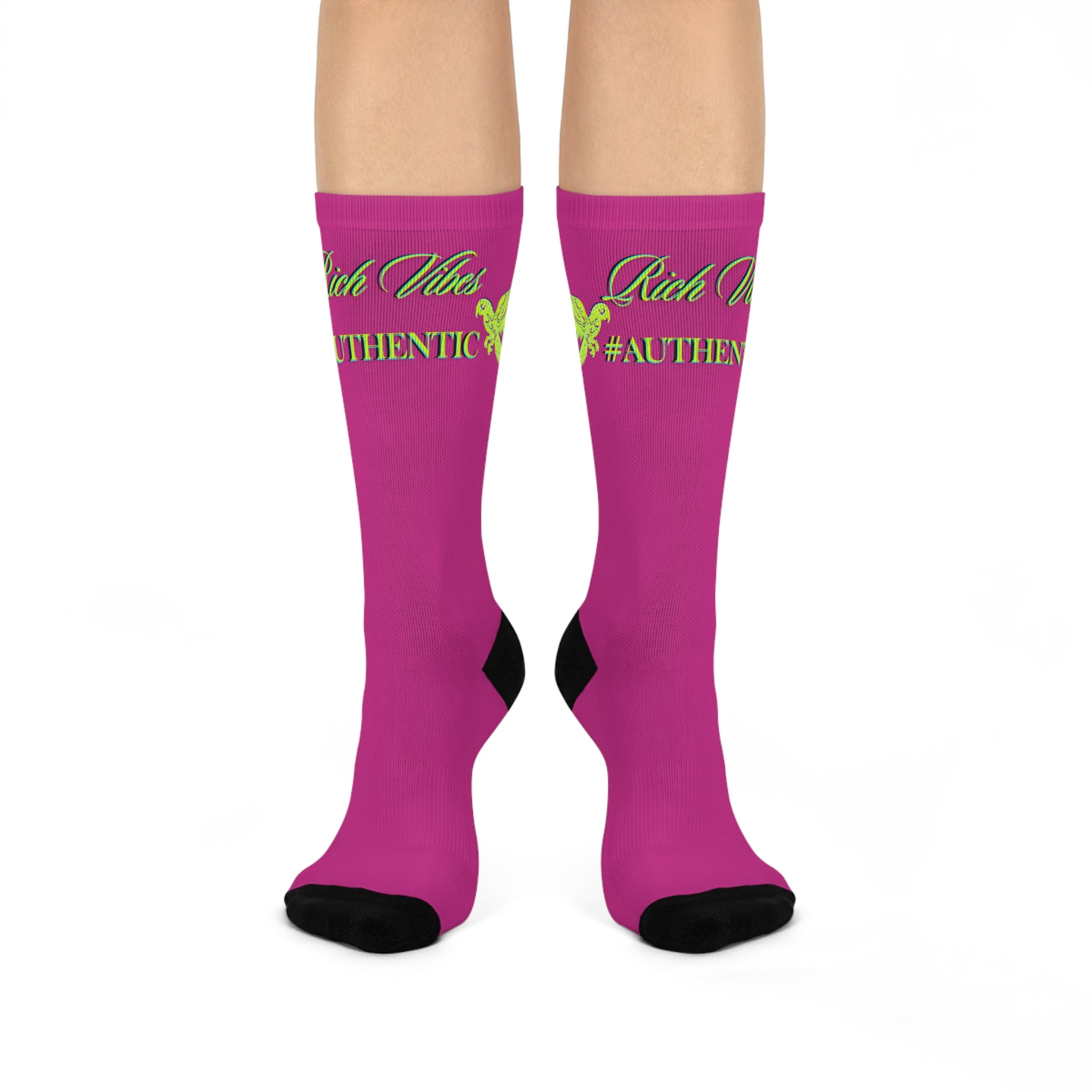 Rich Vibes Authentic Volt Parrot Logo - Cushioned Crew Socks (Pink)