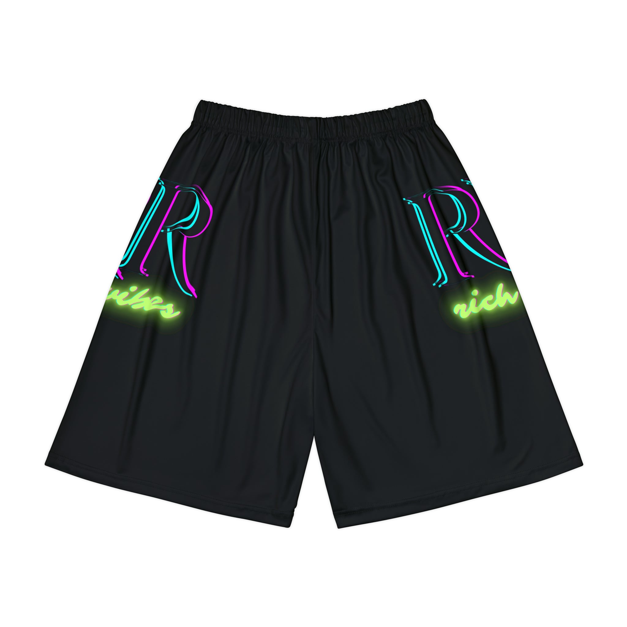 Rich Vibes RR RV Colorful Palm Tree Silhouette - Men’s Sports Shorts (AOP) Black