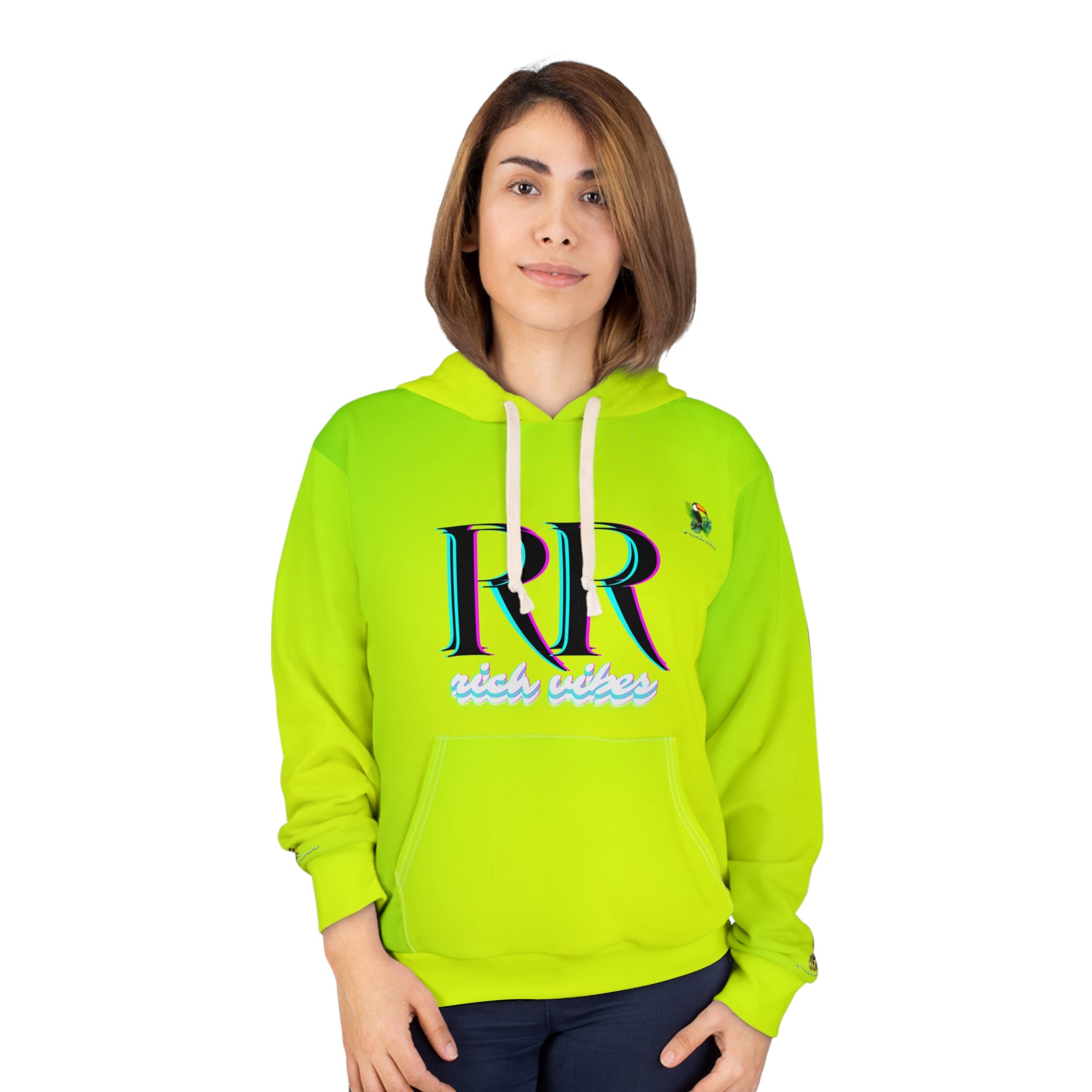 Rich Vibes Lime Green Volt RR Tropical Jungle Tiger 1.0 - Unisex Pullover Hoodie (AOP)
