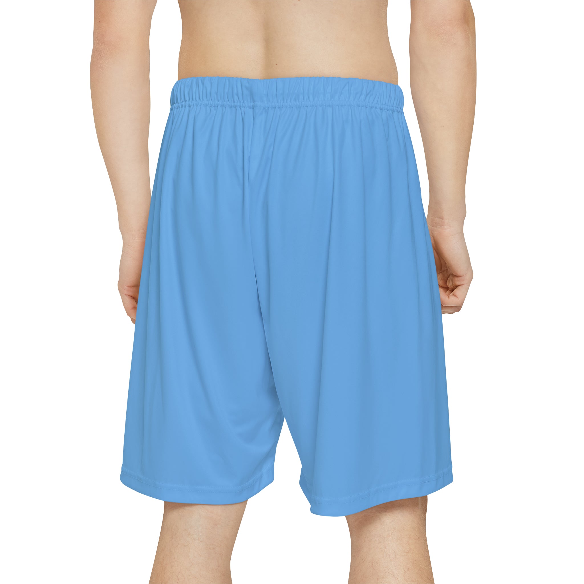 Rich Vibes RV Palm Tree Silhouette Men’s Sports Shorts (AOP) Light Blue