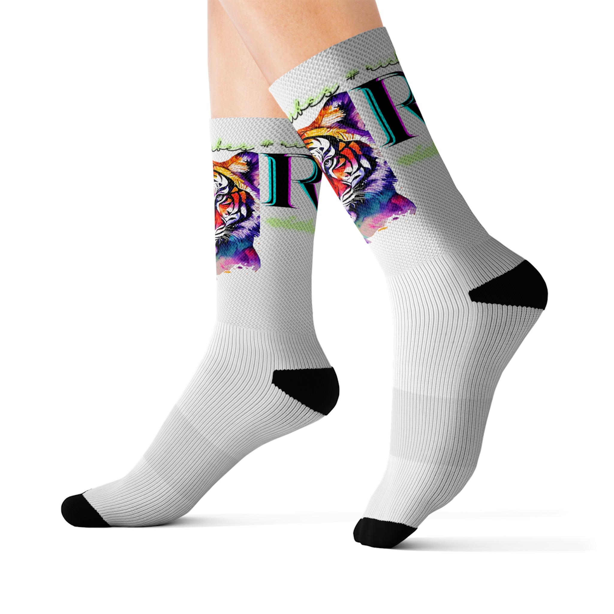 Rich Vibes RR Volt Tropical Jungle Tiger - Sublimation Socks White
