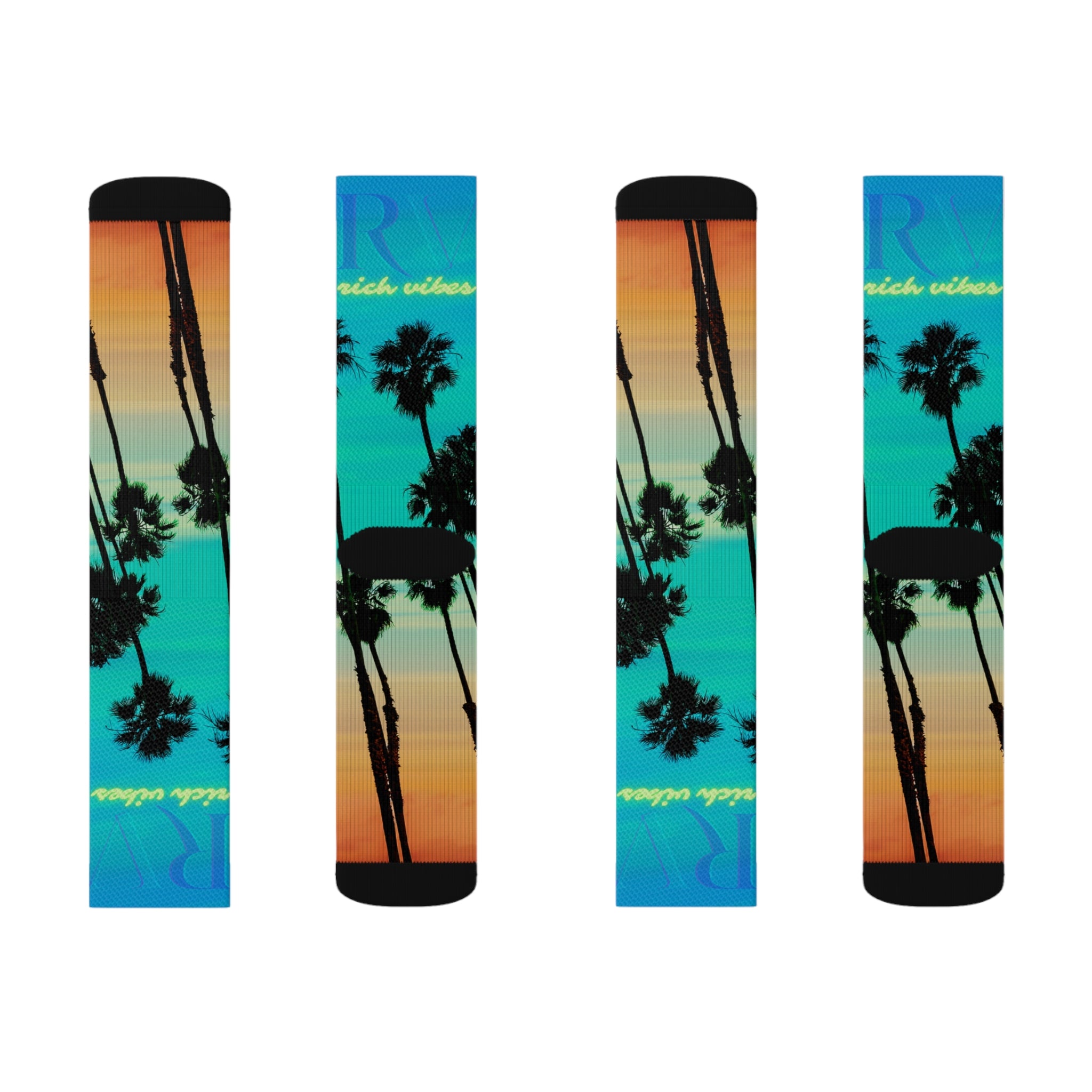 Rich Drip Blue Skies Beach Vibes RV - Sublimation Socks Blue Volt