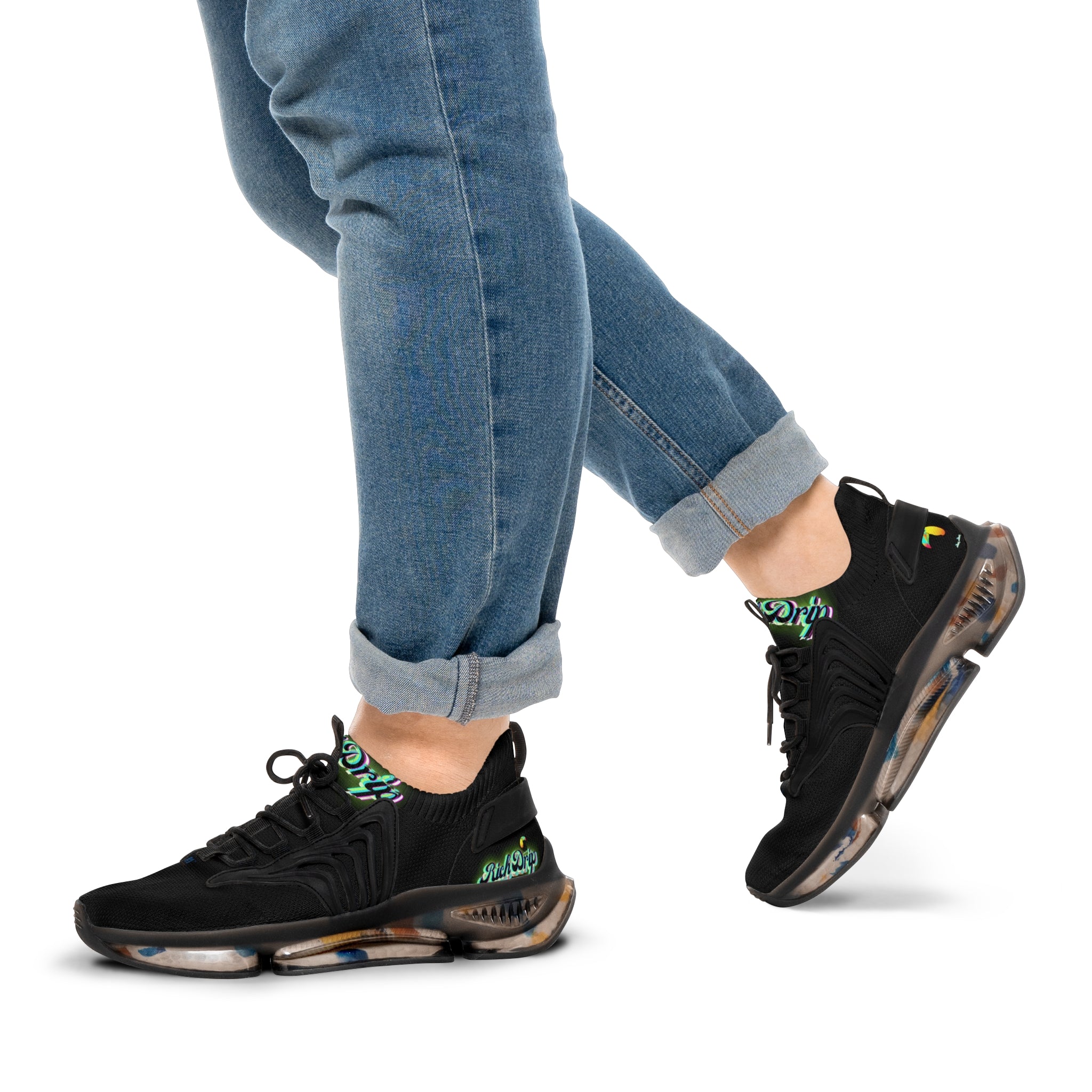 RV5 Pulse Tropical Neon Green Glow Logo - Men's Mesh Sneakers Black