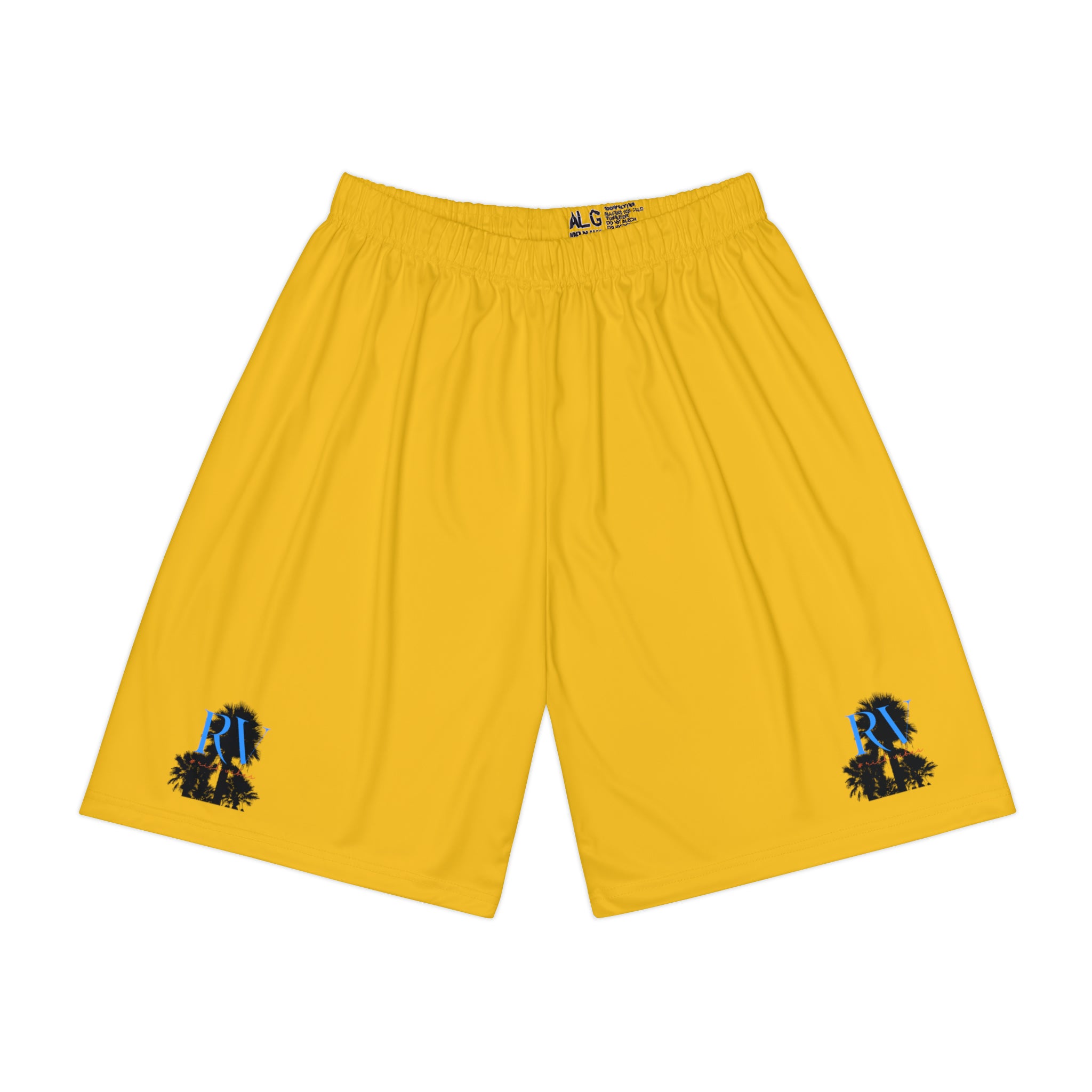 Rich Vibes RV Palm Tree Silhouette Men’s Sports Shorts (AOP) Yellow