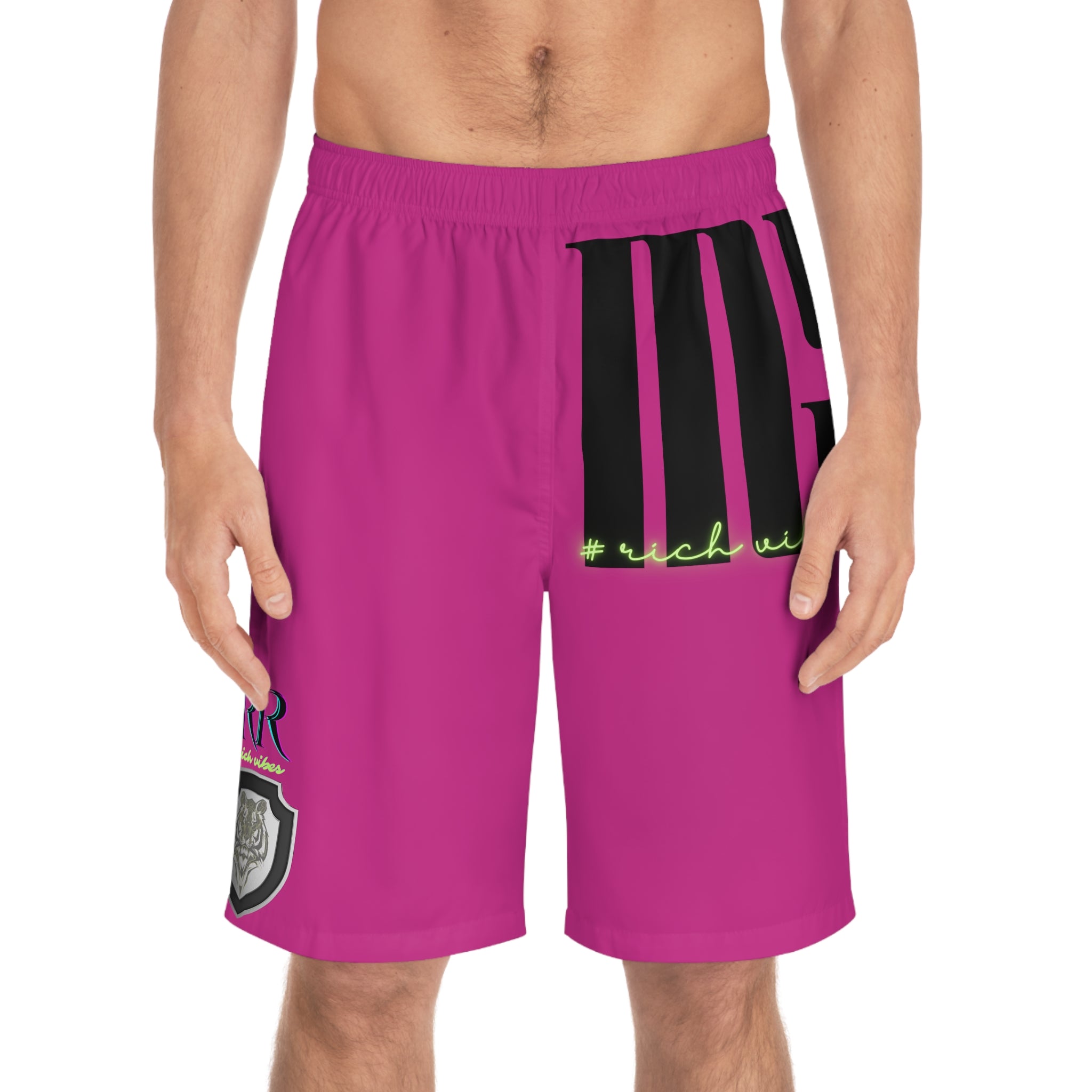 Rich Vibes Volt MG Tiger Shield Pink - Men's Board Shorts (AOP)