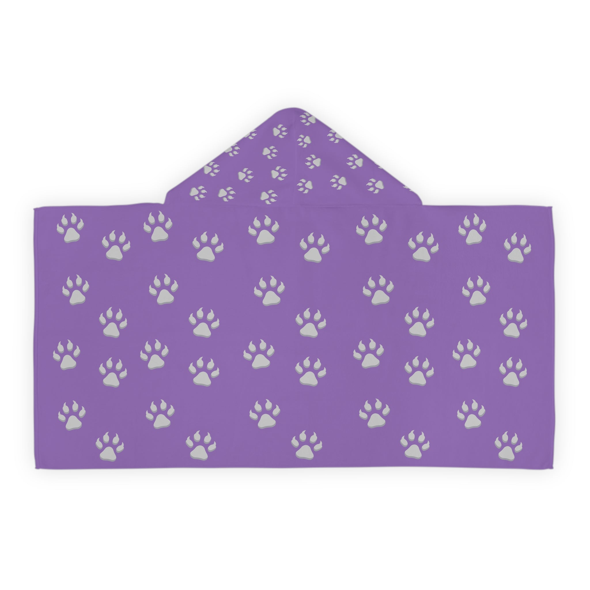 Tiger Cub Paw Print - Youth Hooded Towel (Light Purple)