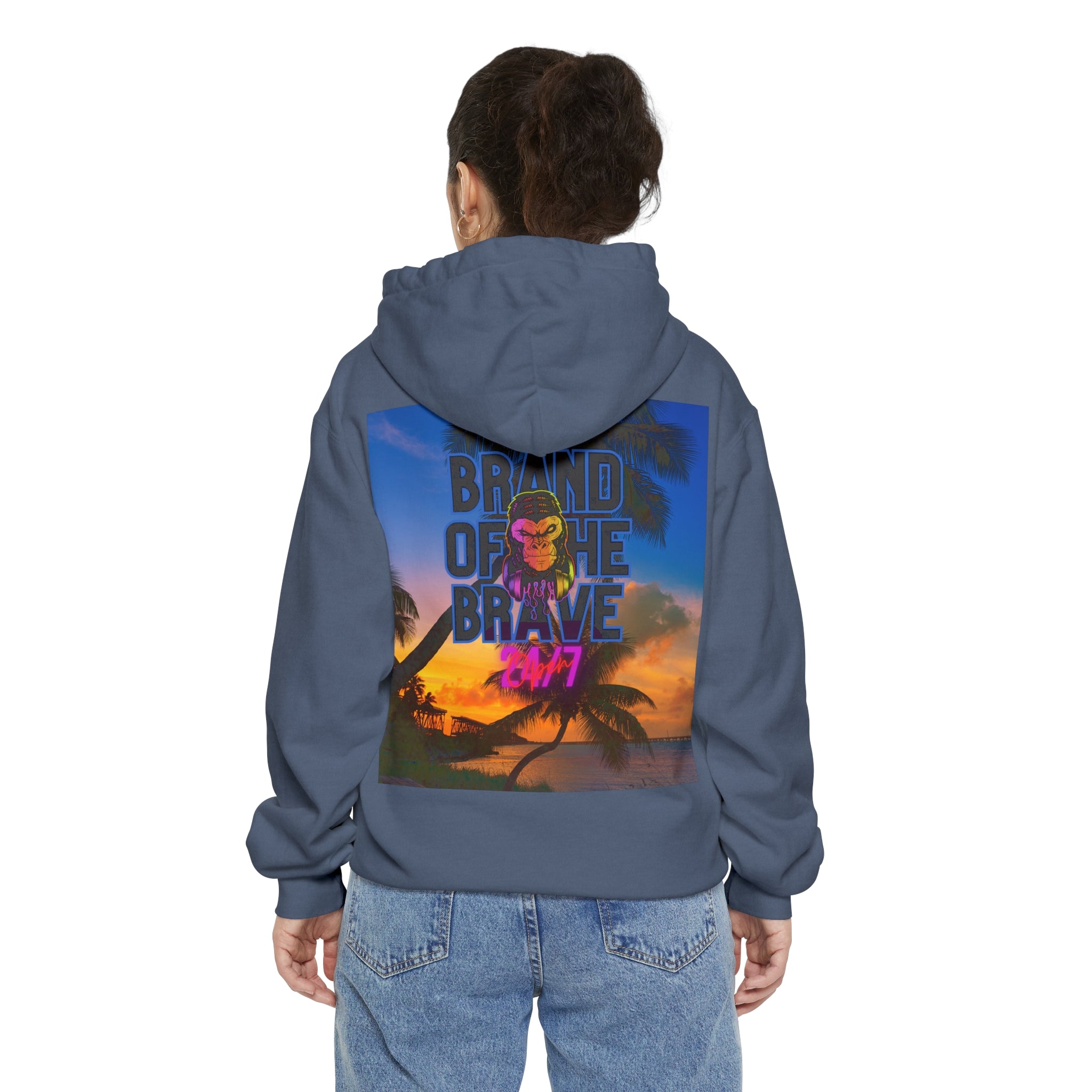Rich Vibes Miami Beach Denim - Garment-Dyed Hoodie
