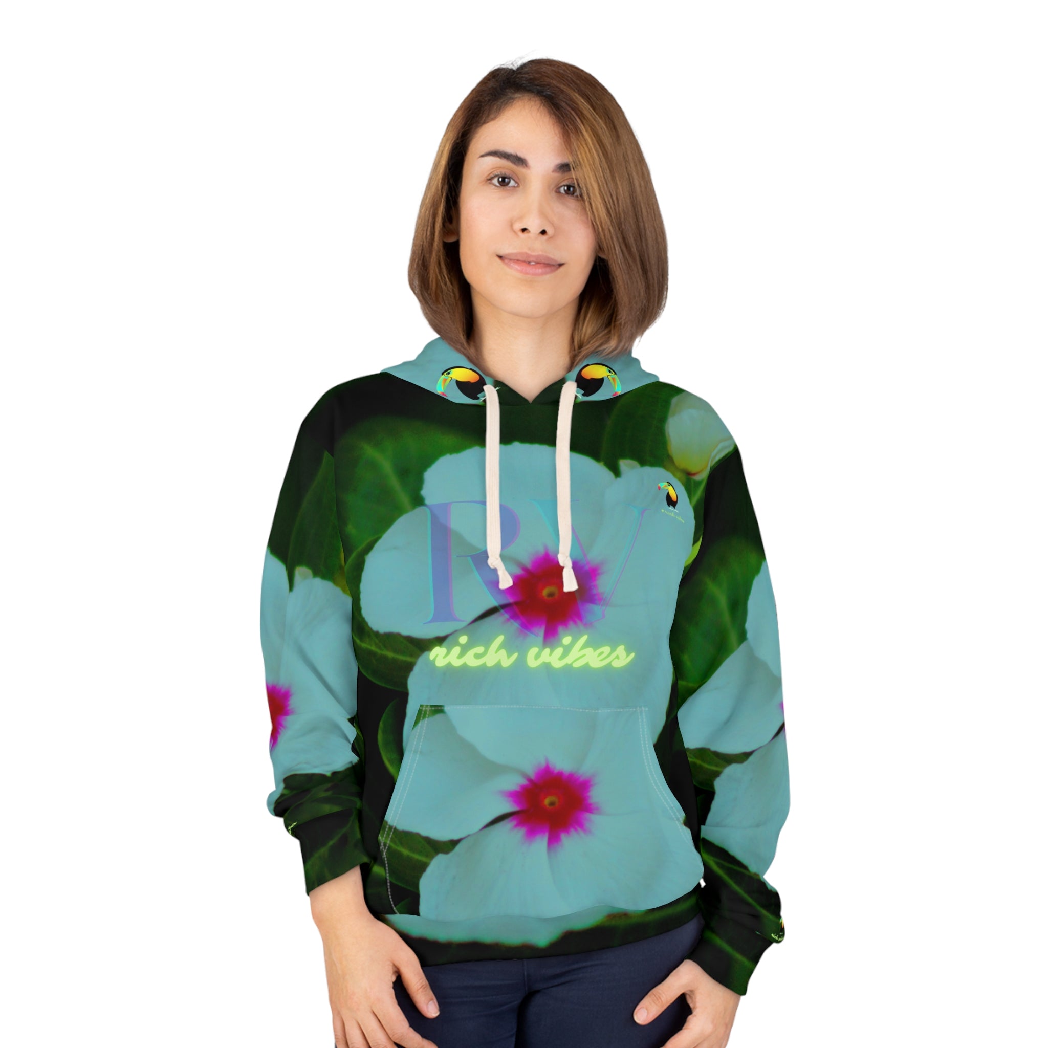 Rich Vibes RV Volt Forest Leaf Daisy - Unisex Pullover Hoodie (AOP)