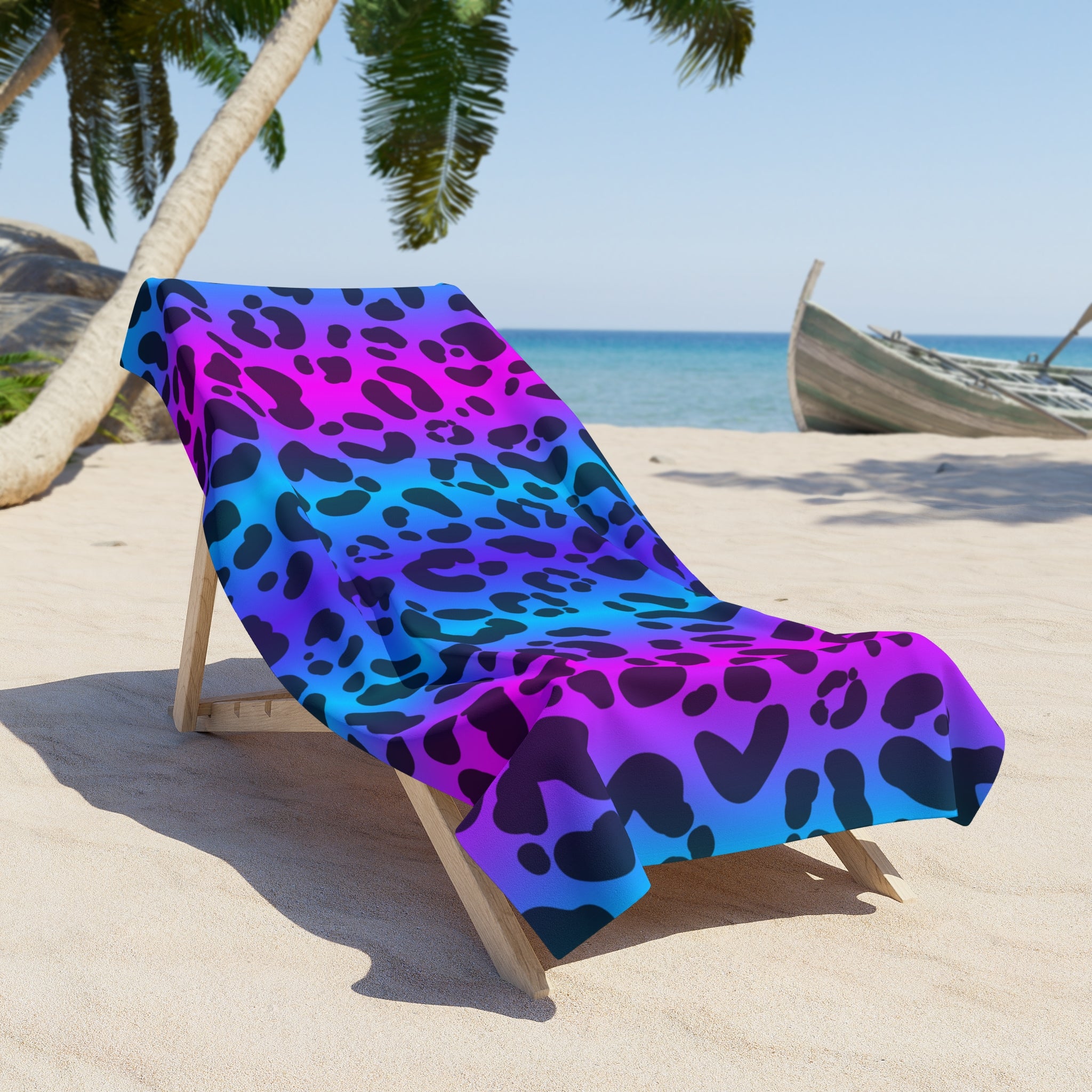 Vineyard Vibes Purple Leopard Print - Beach Towel