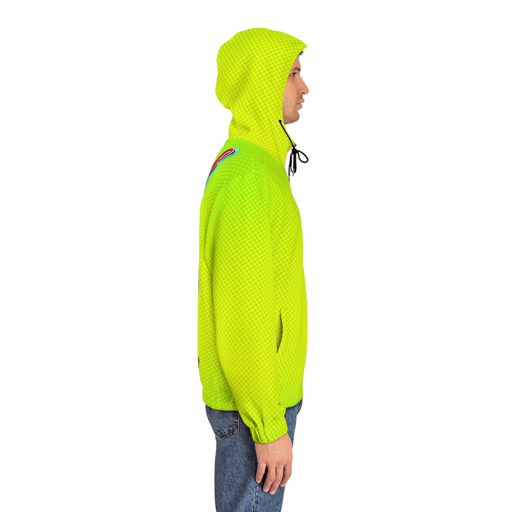 Rich Vibes RR Volt Green Red Tropical Beach Bird 1.0 - Men's Full-Zip Hoodie (AOP)