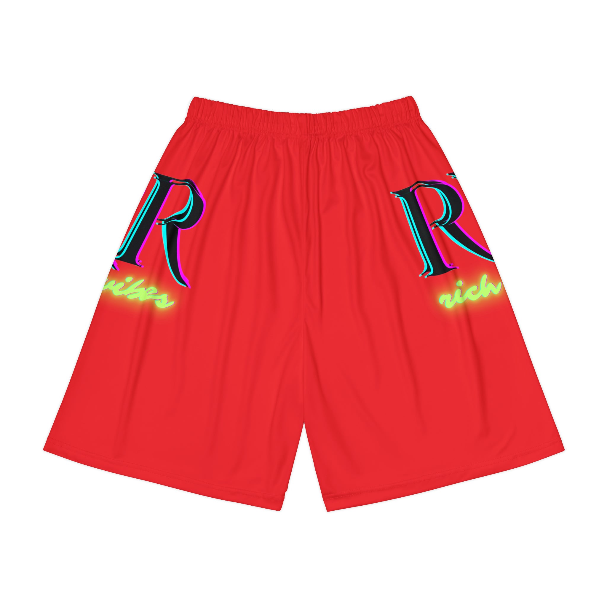 Rich Vibes RR RV Colorful Palm Tree Silhouette - Men’s Sports Shorts (AOP) Infrared