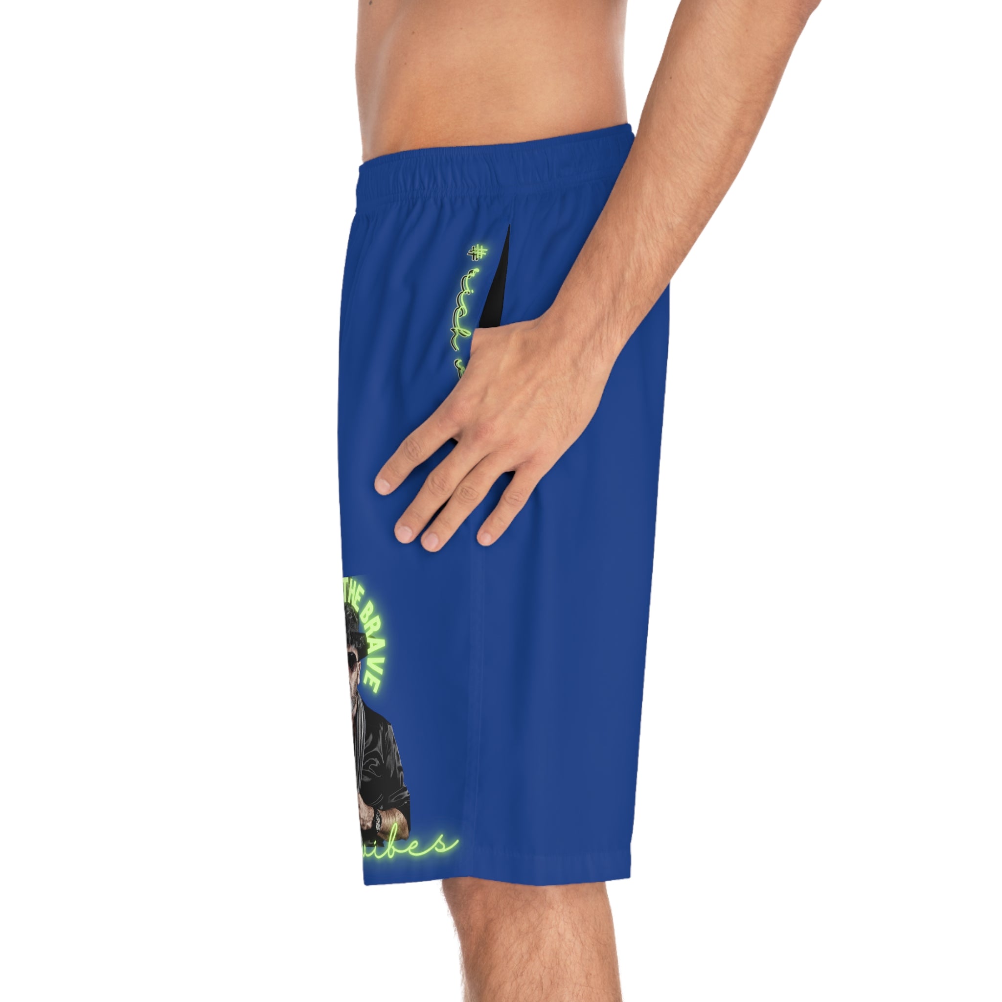 Rich Vibes Brand Of The Brave Volt MG Tiger Shield Royal Blue - Men's Board Shorts (AOP)