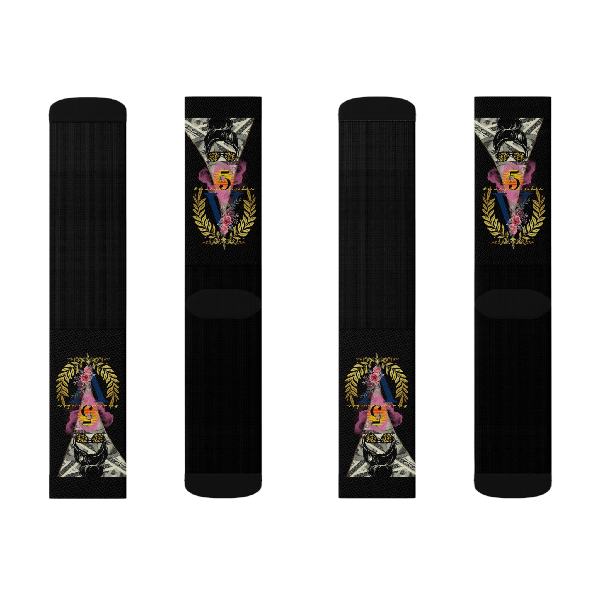 Vineyard Vibes V5 Vibes Colab Black - Sublimation Socks