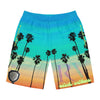 Rich Vibes Volt Turquoise Sunset Tiger Shield 3.0 - Men's Board Shorts (AOP)